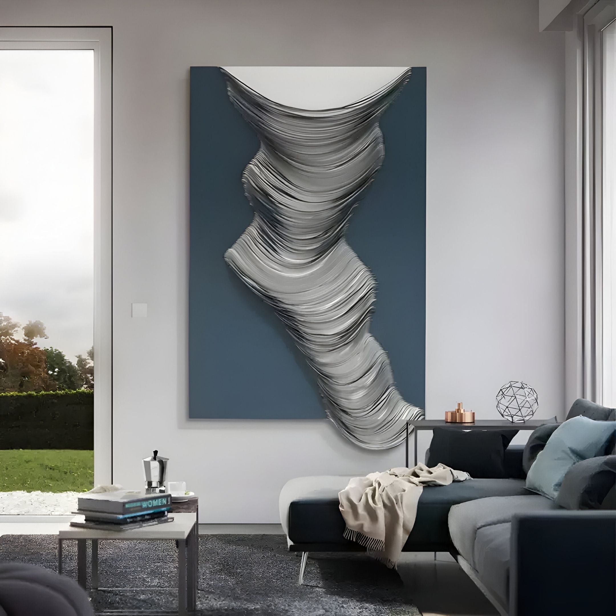 Arvinea Slate Flow Sculptural Leather 3D Wall Art