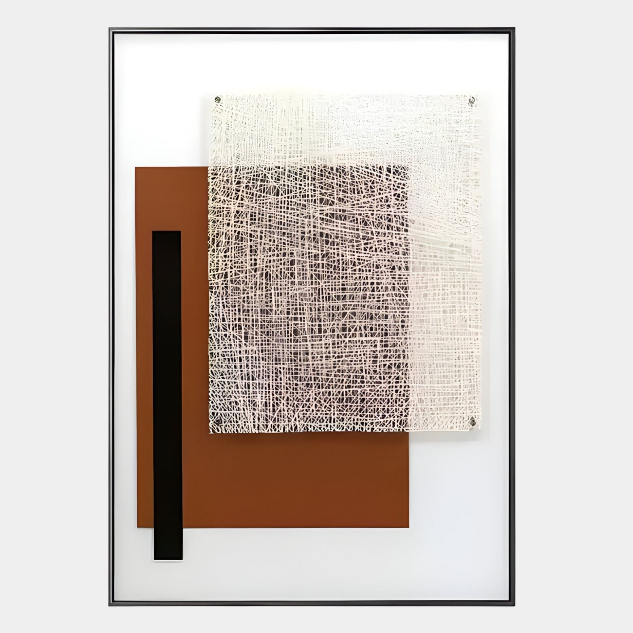Linquetta Rust Grid Acrylic Leather Wall Art | Modern 3D Design