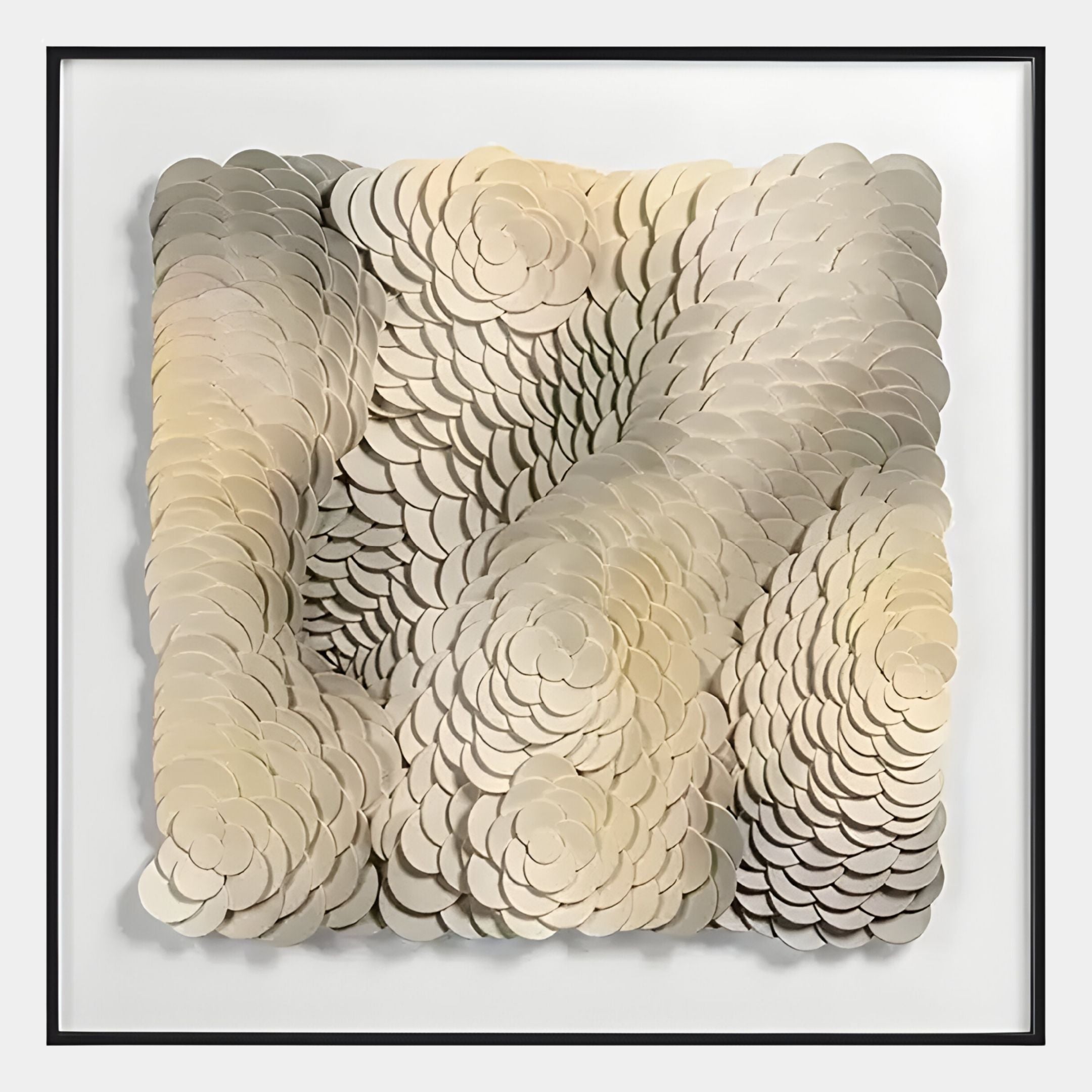 Calavine Cream Bloom Sculptural Leather 3D Wall Art