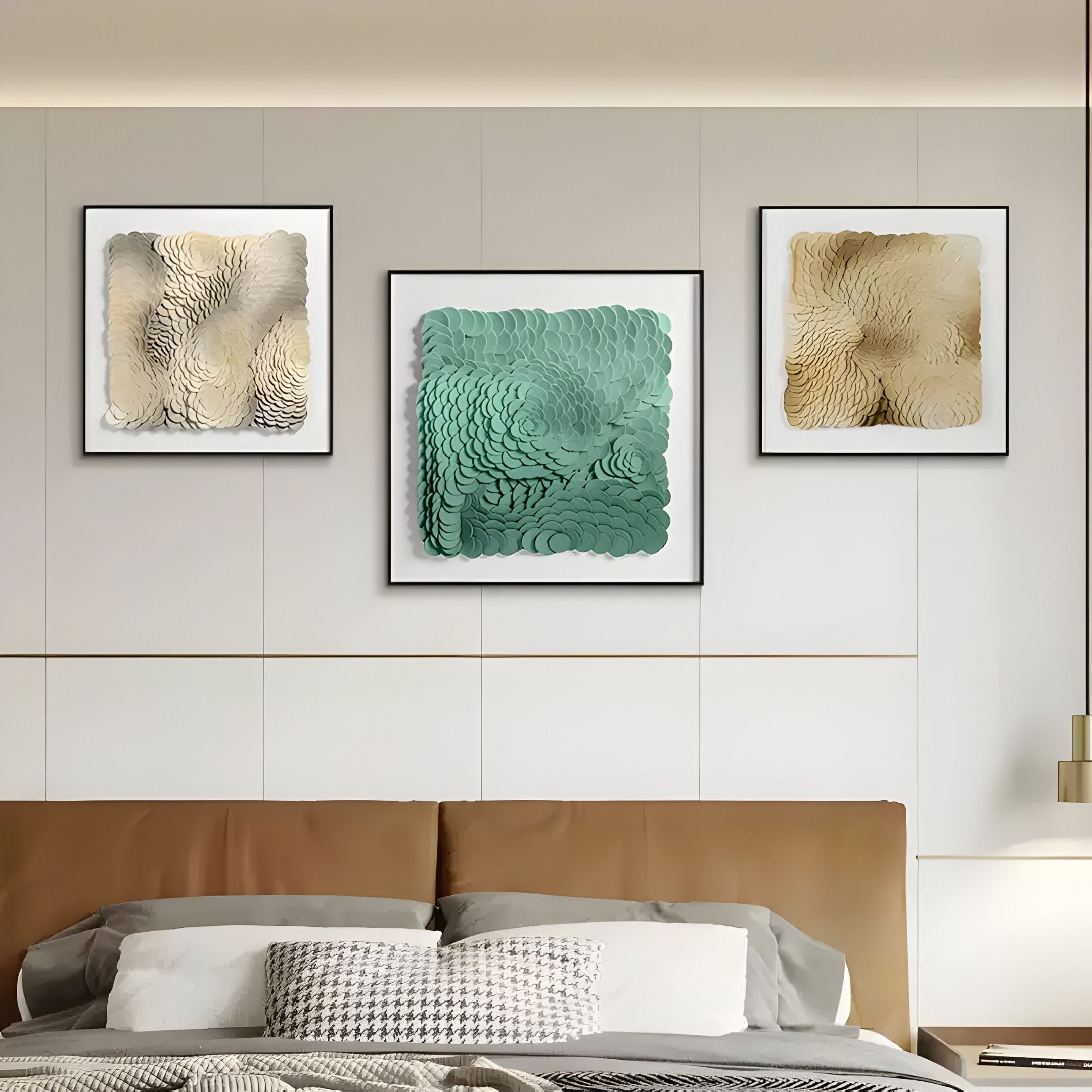 Calavine Green Bloom Sculptural Leather 3D Wall Art
