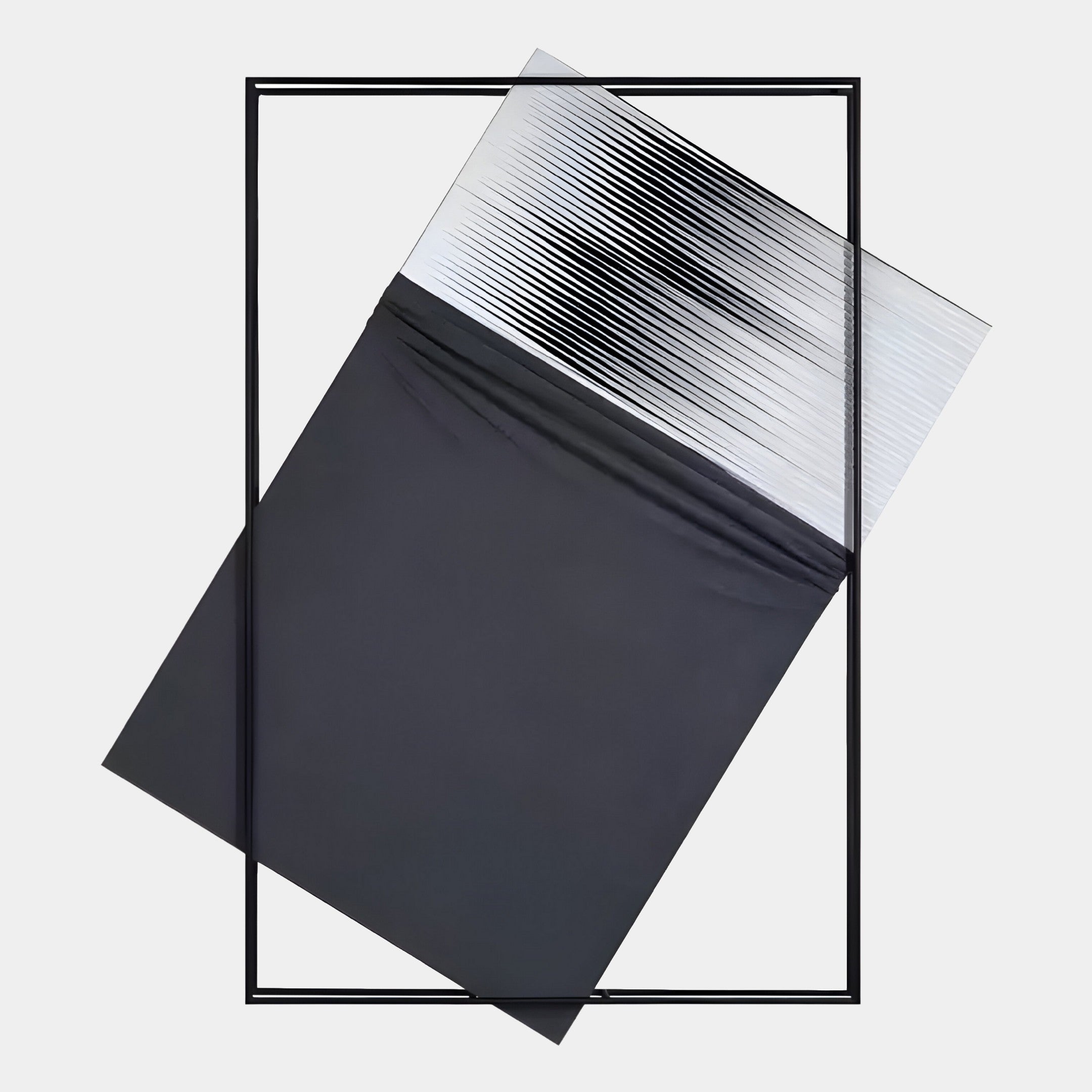 Stravonn Black Panel Overlay Leather 3D Wall Art
