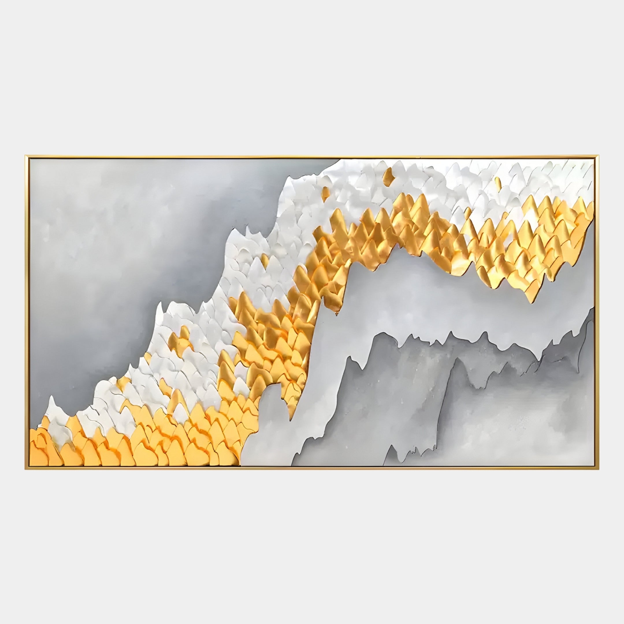Valmara Grey & Gold Crest Layered Leather 3D Wall Art