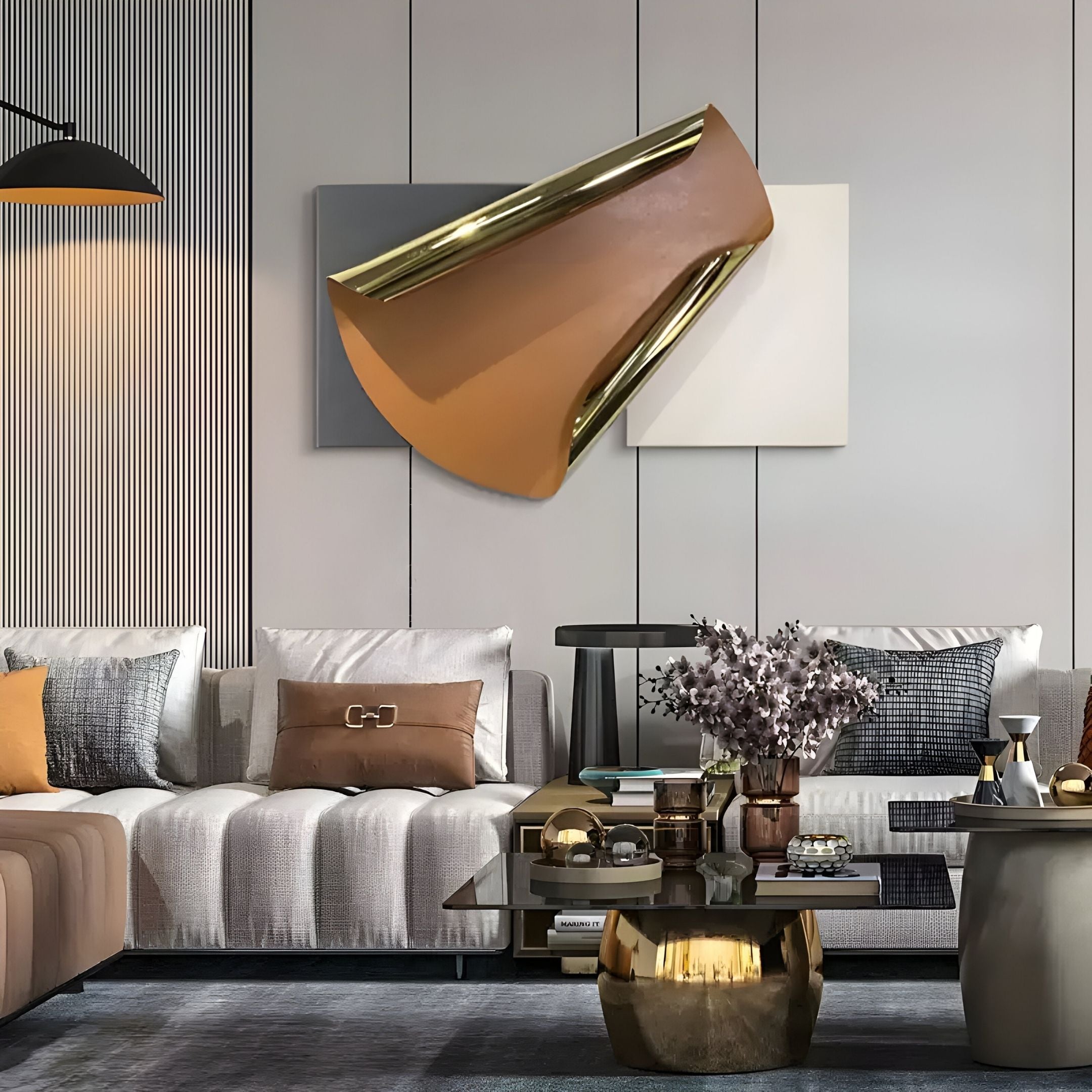 Valmeris Amber Fold Sculptural Metal 3D Wall Art
