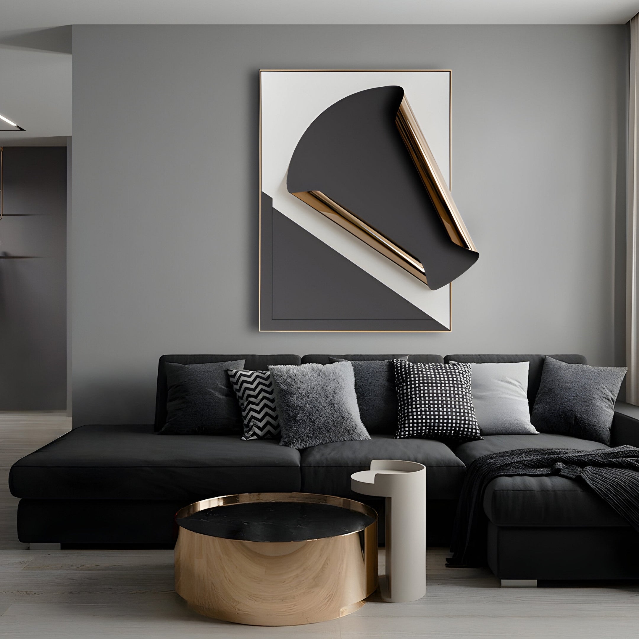 Valmeris Vertical Grey Fold Sculptural Metal 3D Wall Art
