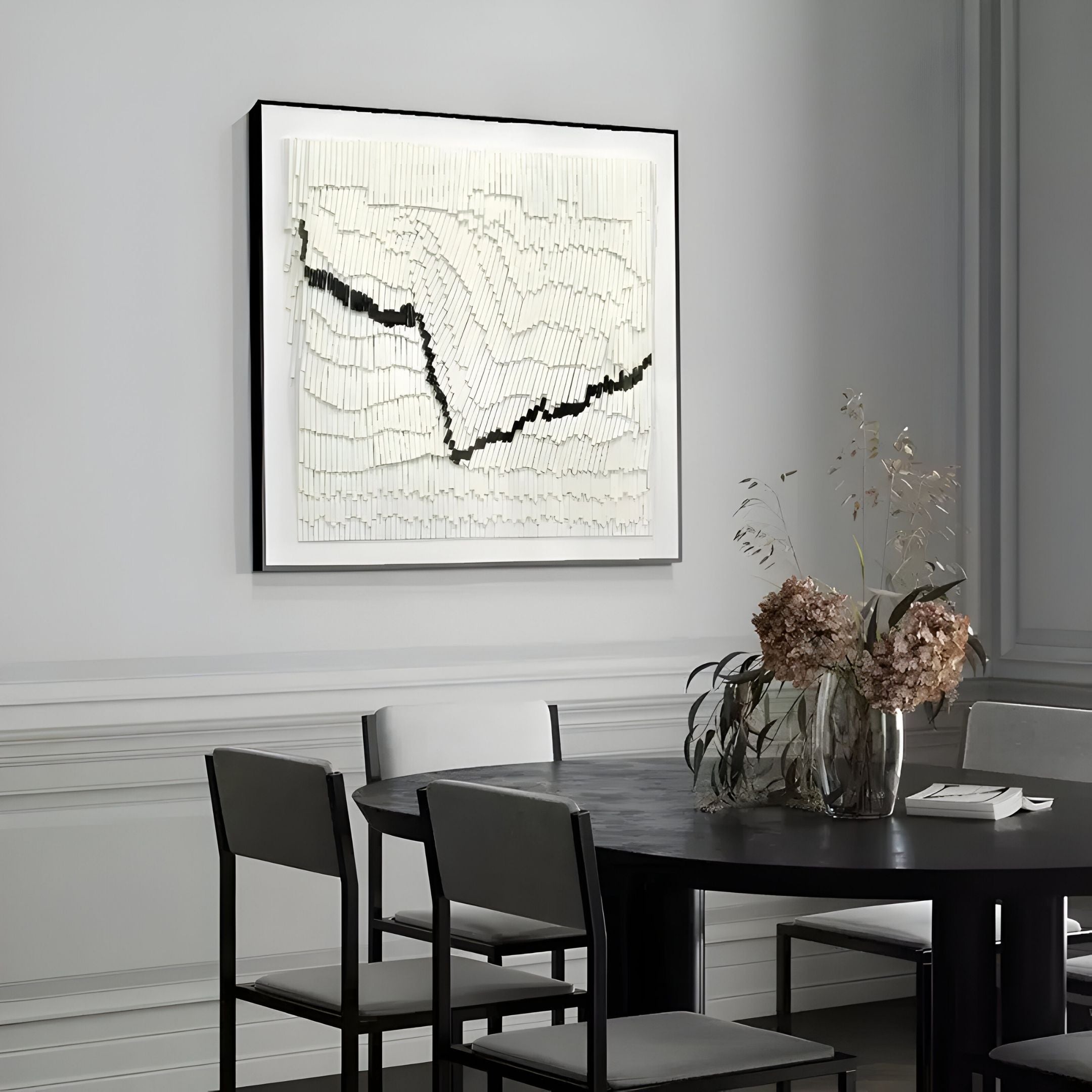 Virelline White & Black Layered Paper 3D Wall Art