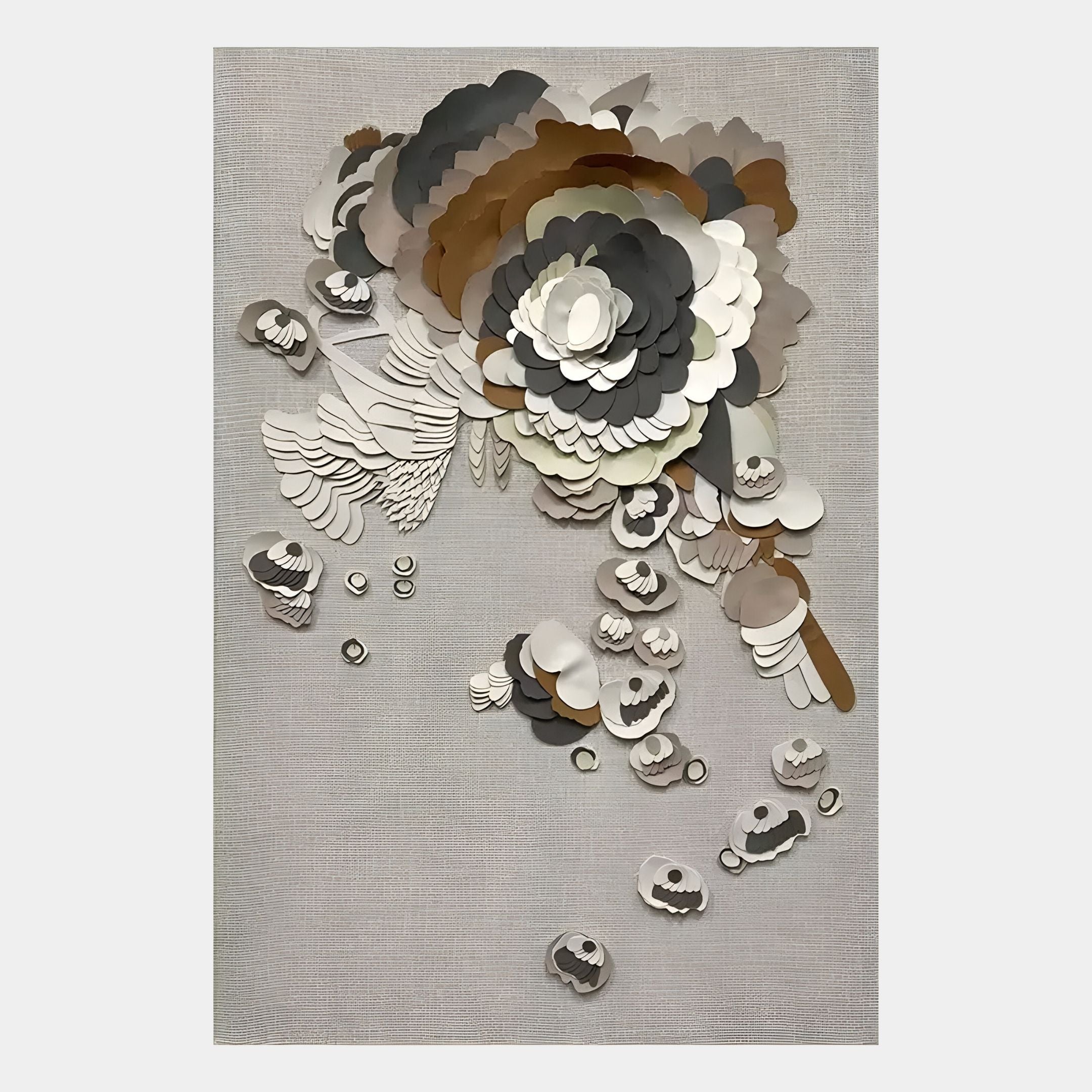 Floraxa Neutral Bloom Layered Leather 3D Wall Art