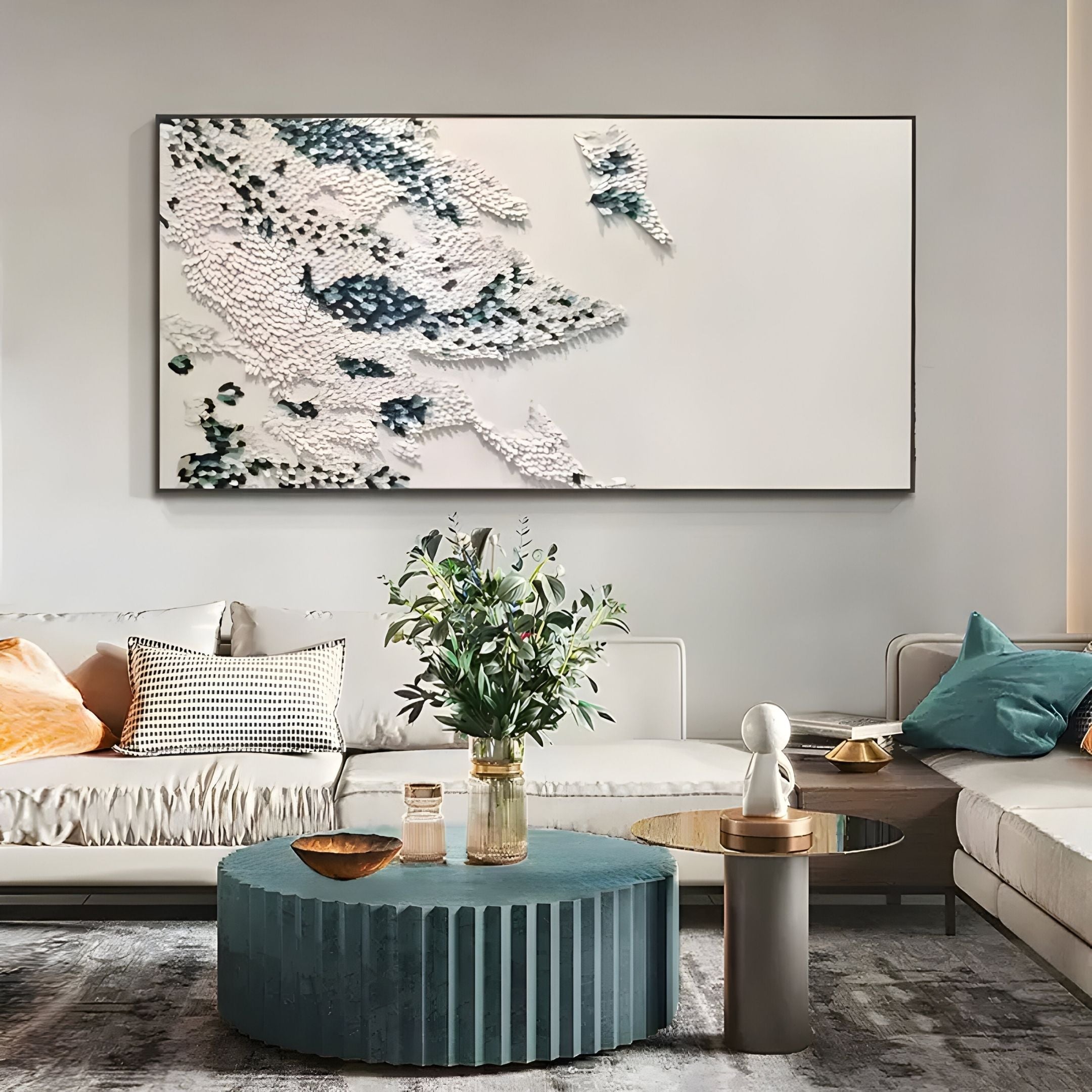Scalora Teal Fragmented Leather 3D Wall Art