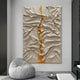 Cravyrn Beige & Gold Leather Hand-Painted 3D Wall Art
