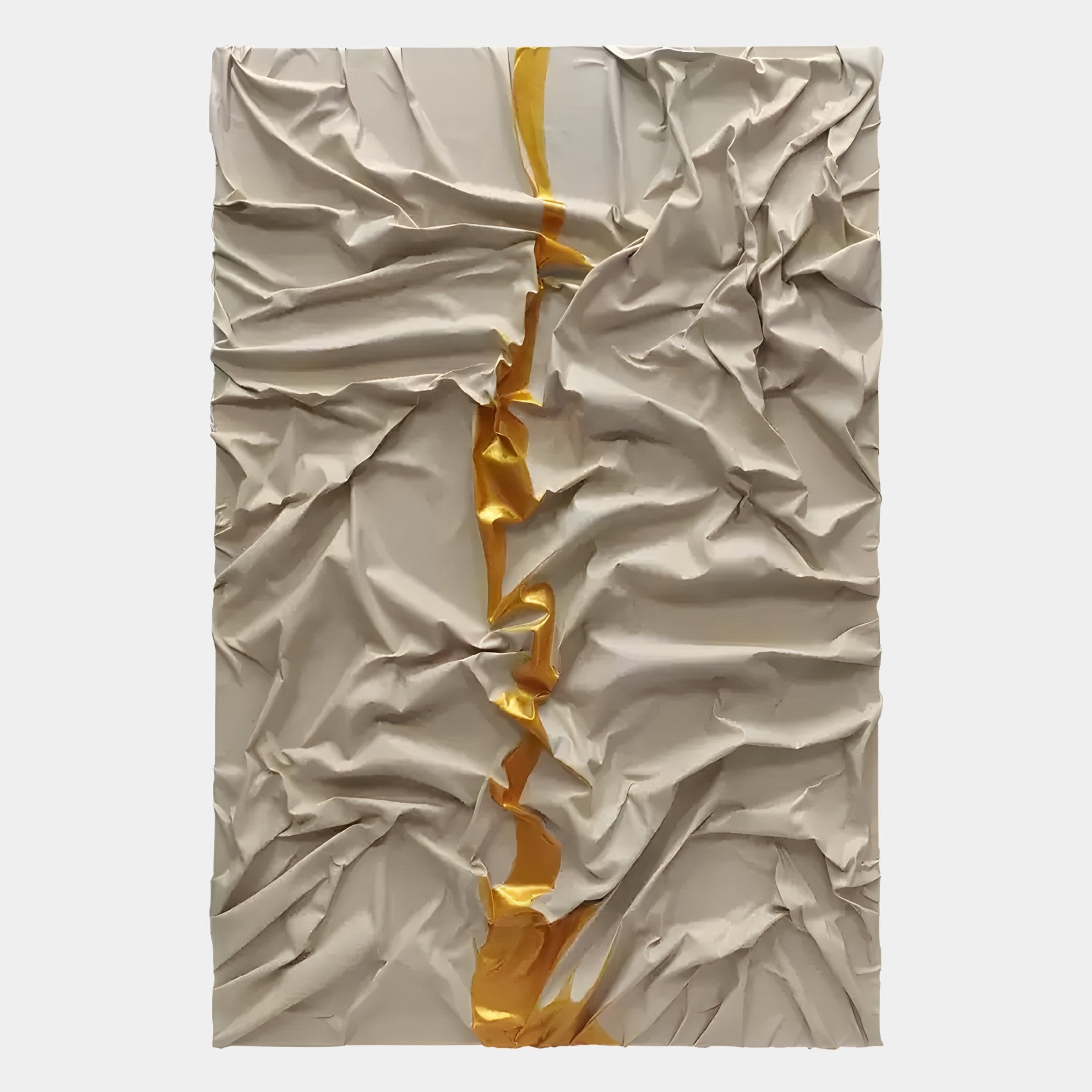 Cravyrn Beige & Gold Leather Hand-Painted 3D Wall Art