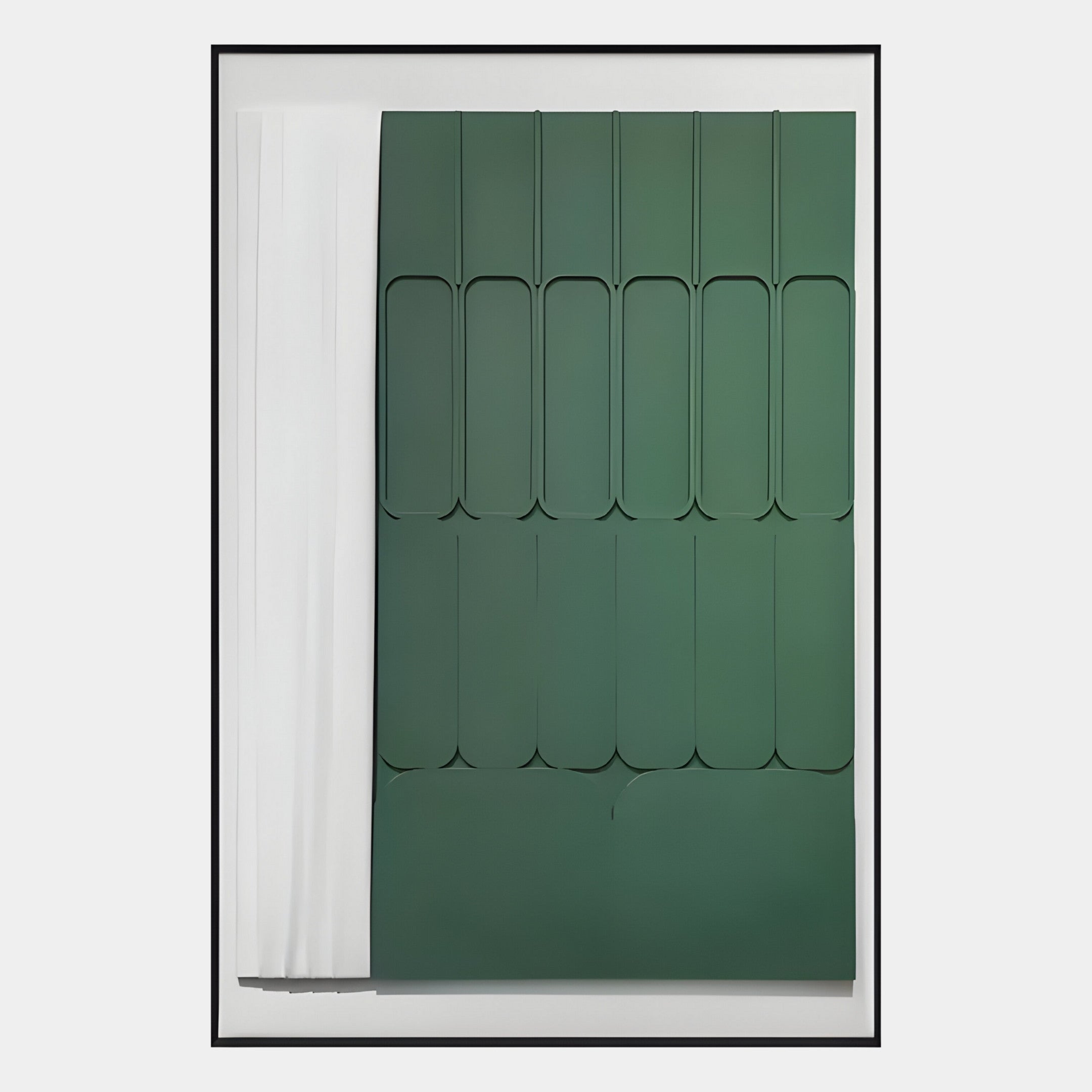 Trivaro Green Panel I Wood Carving 3D Wall Art