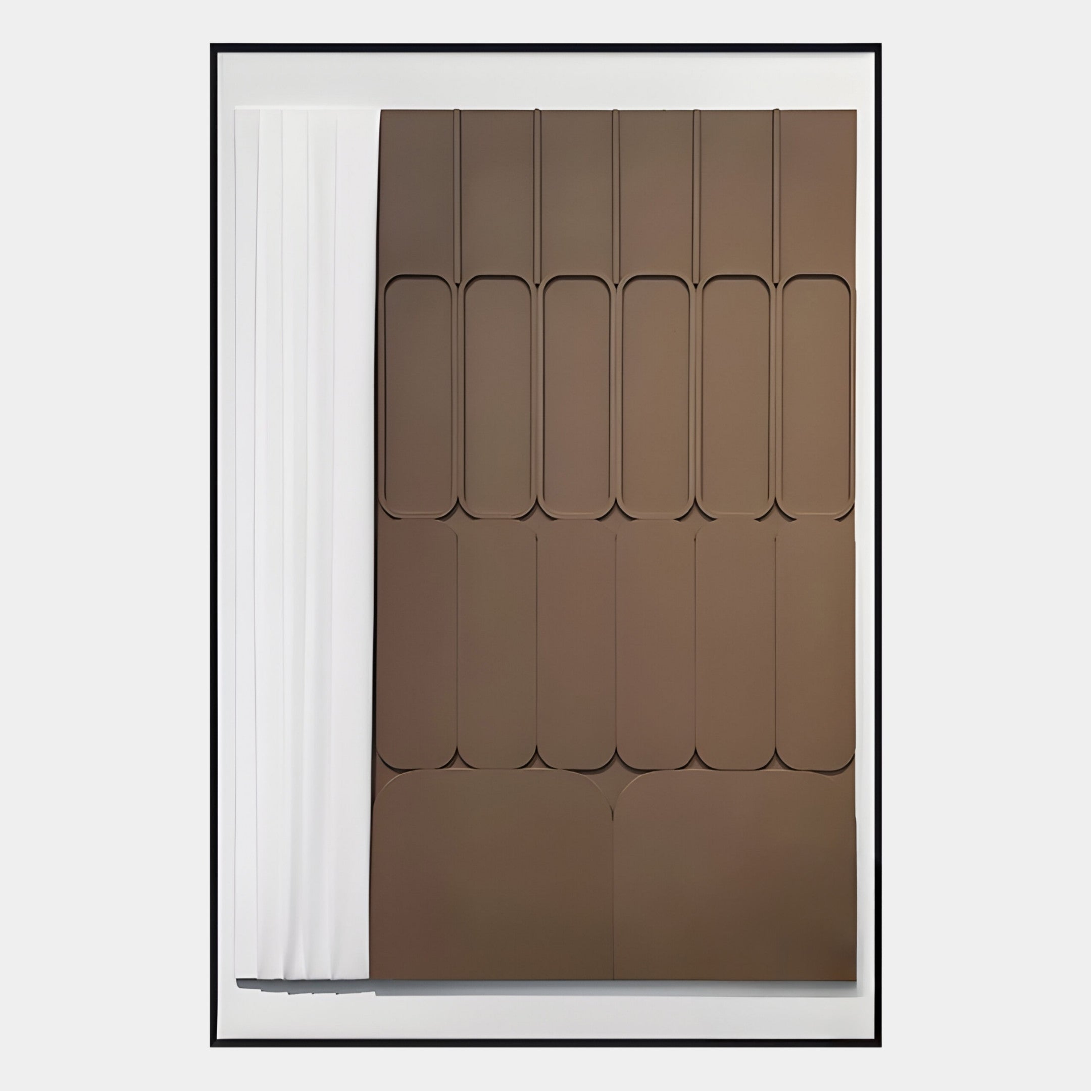 Trivaro Brown Panel I Wood Carving 3D Wall Art