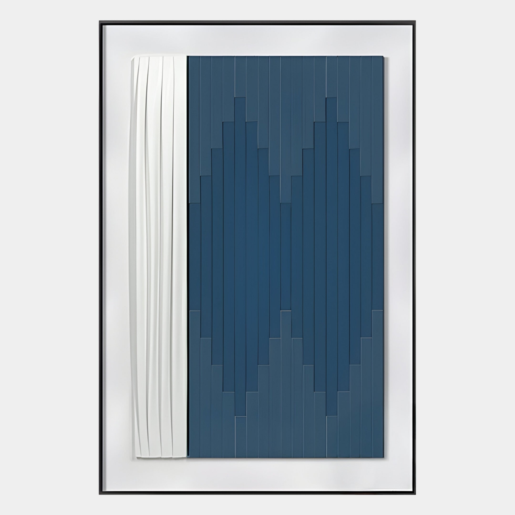 Trivaro Blue Panel II Wood Carving 3D Wall Art