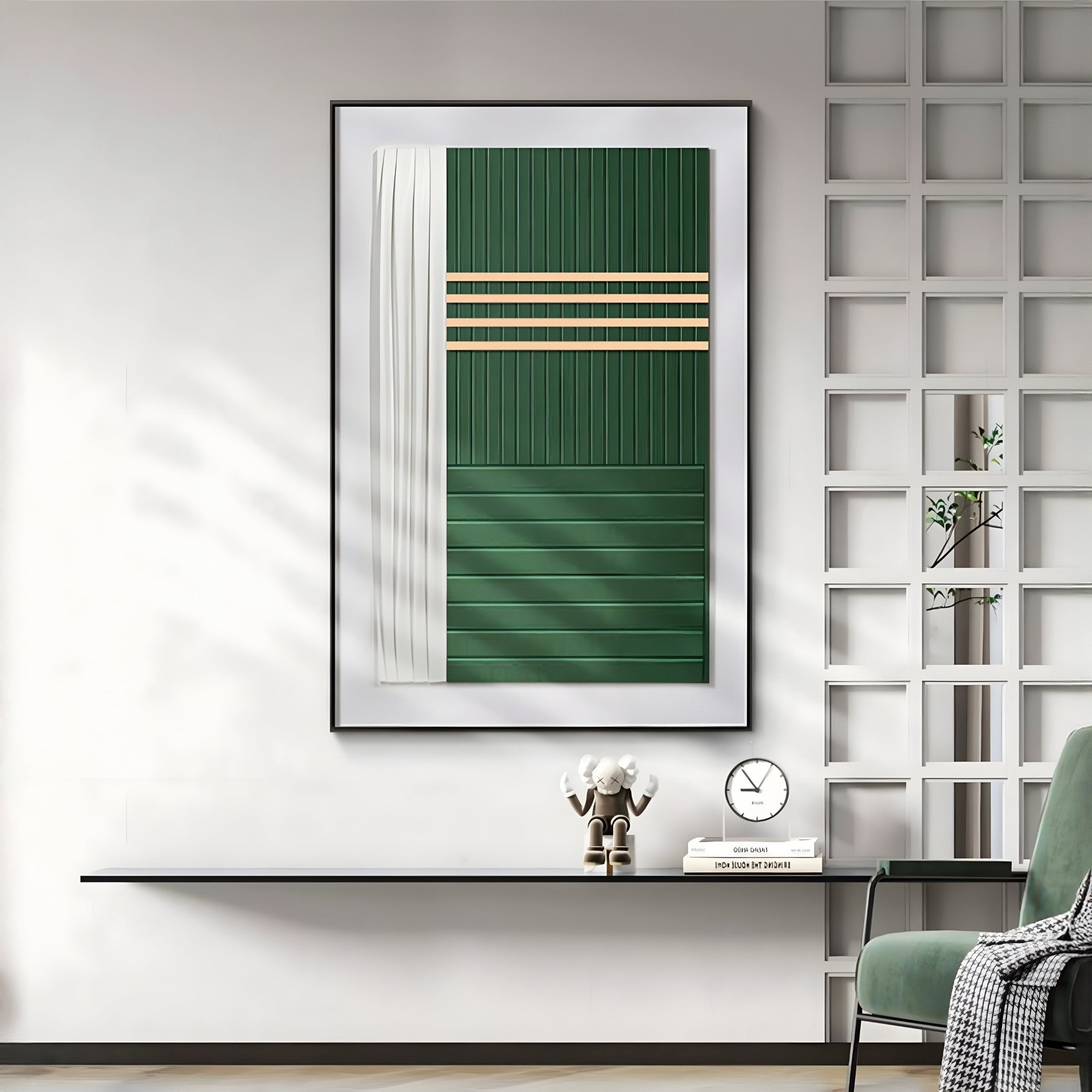 Trivaro Green Panel III Wood Carving 3D Wall Art