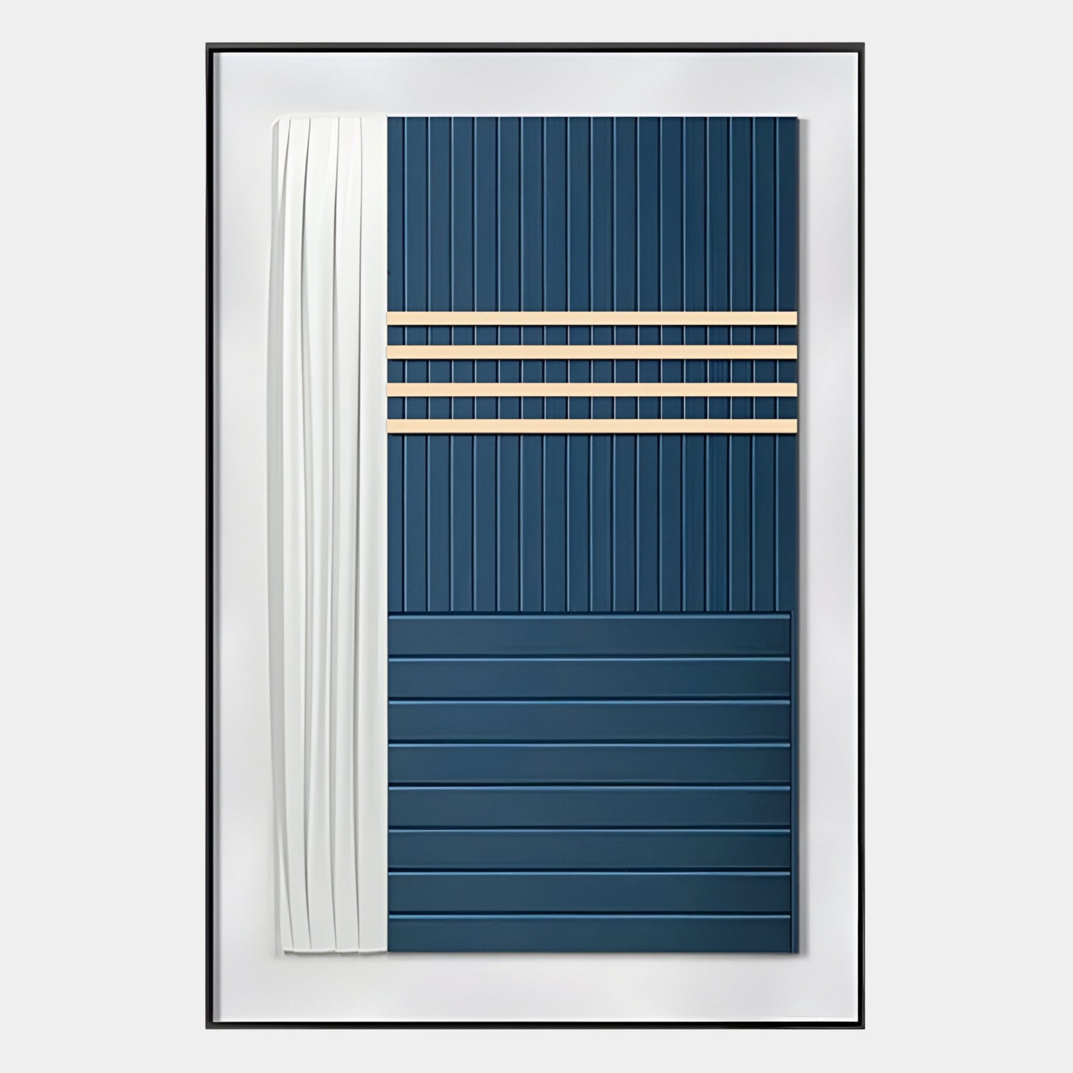 Trivaro Blue Panel III Wood Carving 3D Wall Art