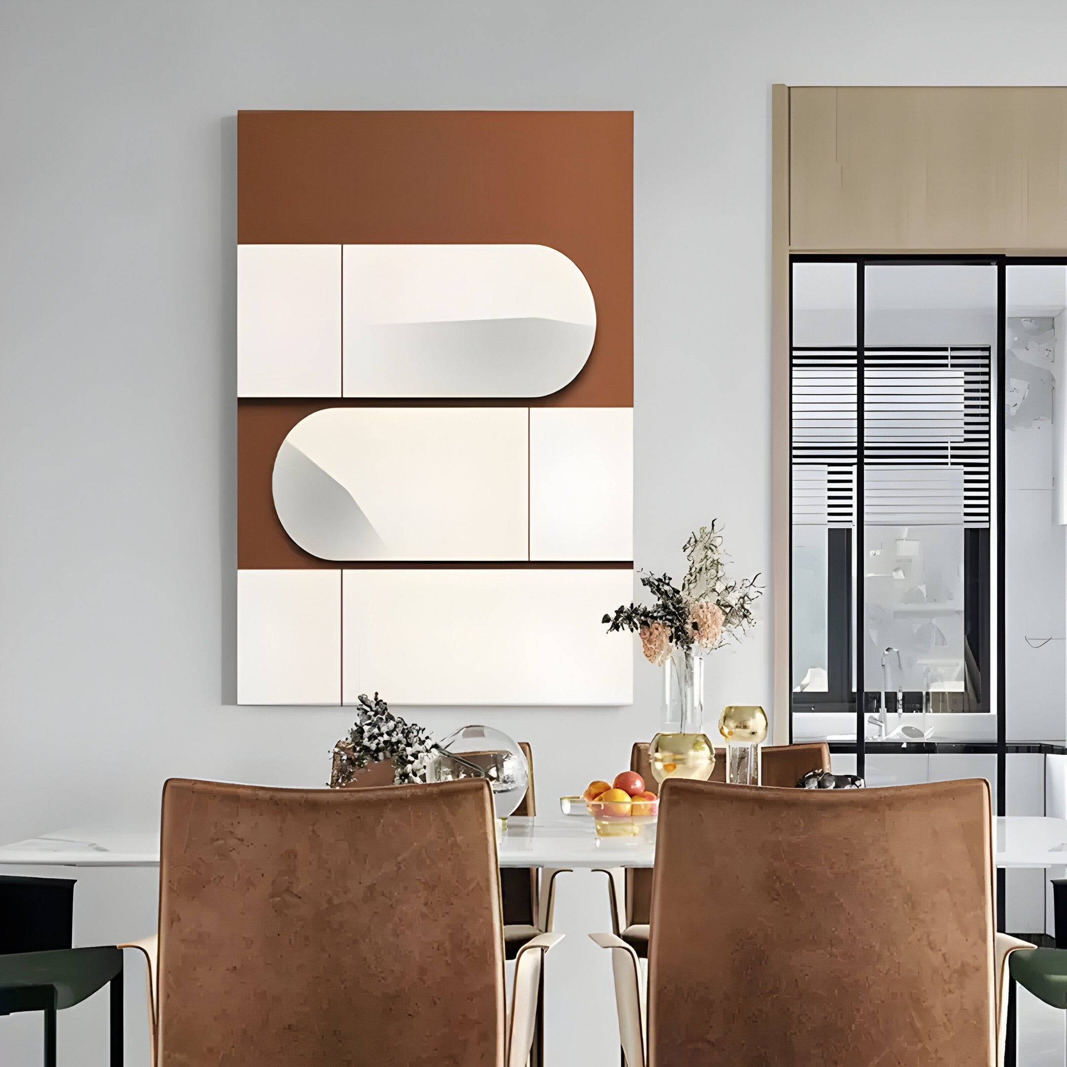 Formaire Brown & White Staggered Leather 3D Wall Art
