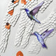 Avarra Orange & White Bird Flight Triptych Leather 3D Wall Art