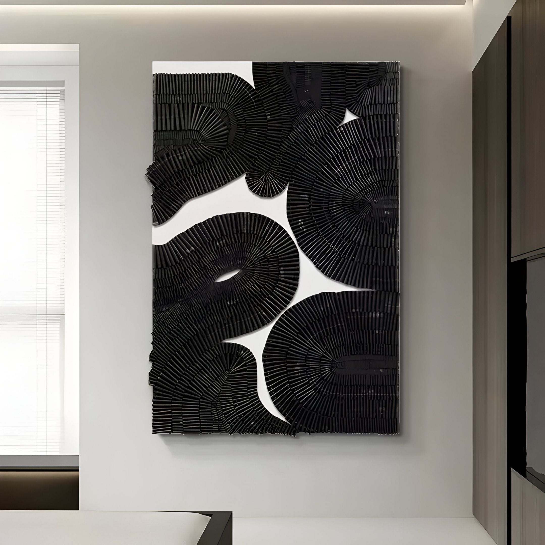 Noctura II Black & White Leather 3D Wall Art