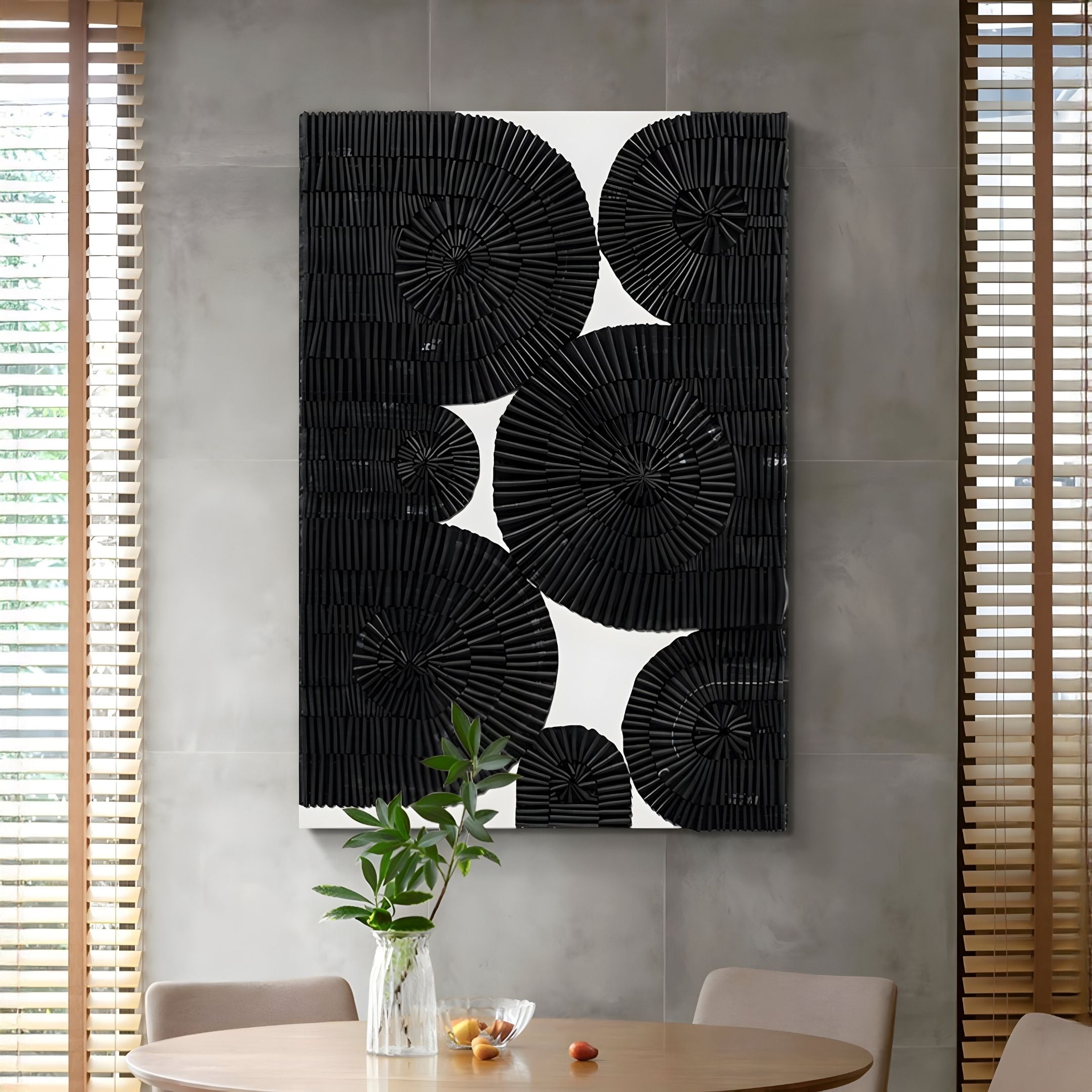 Noctura III Black & White Leather 3D Wall Art