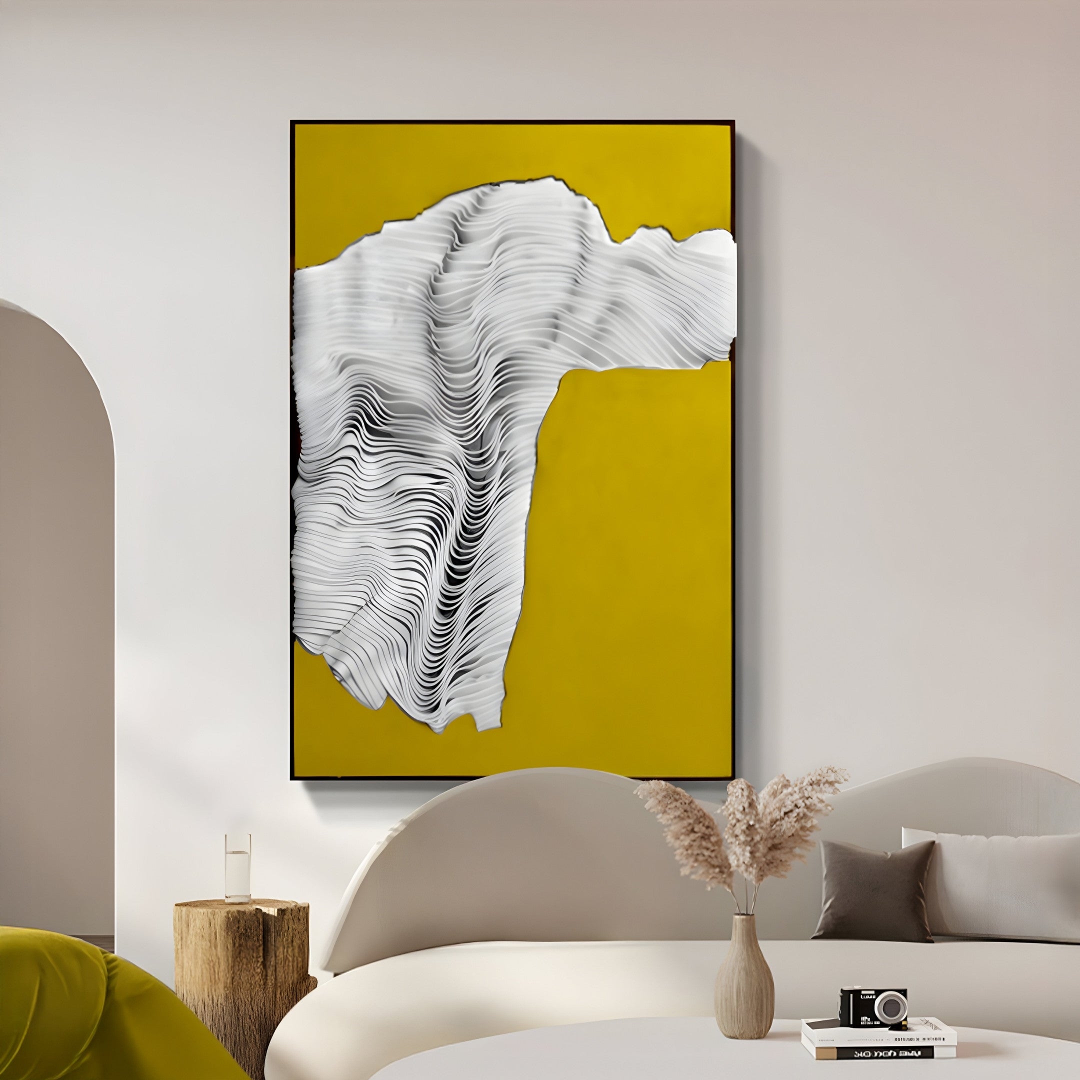 Ravelle Mustard Contour Felt 3D Relief Wall Art