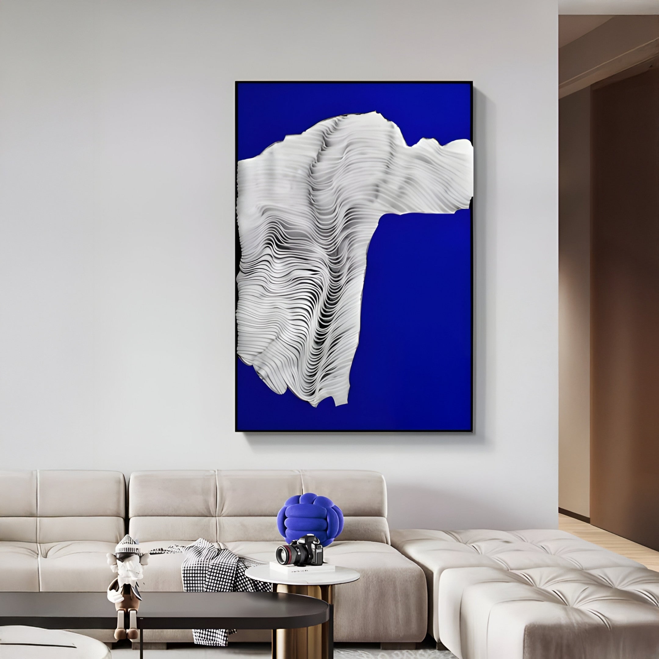 Ravelle Cobalt Contour Felt 3D Relief Wall Art
