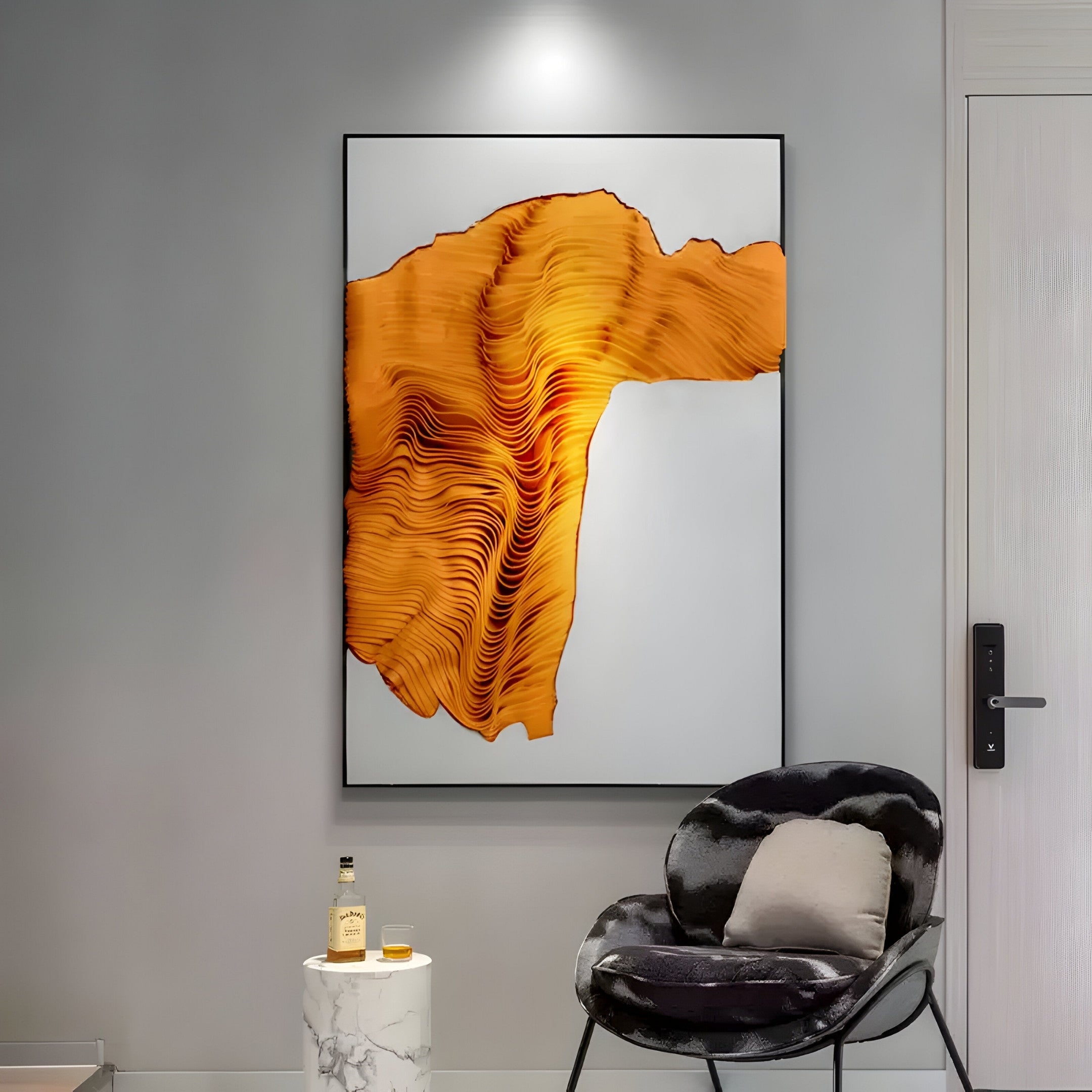 Ravelle Orange Contour Felt 3D Relief Wall Art