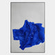 The Ravelle Blue Crest Felt 3D Relief Wall Art by Giant Sculptures features vibrant cobalt blue, wavy layered lines forming a sculptural wave on a light gray background, all elegantly framed in black.