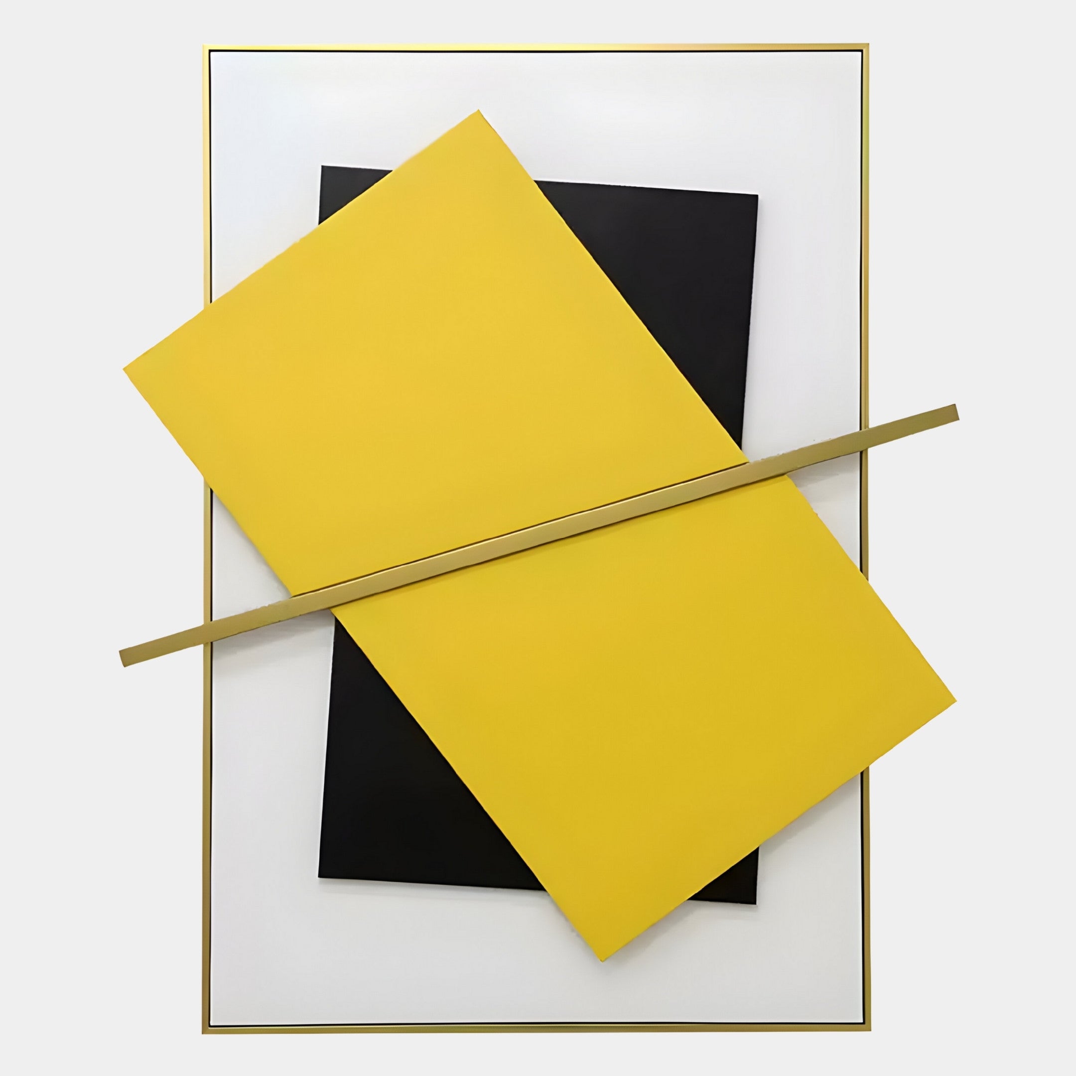Vectura Yellow & Black Leather Vertical 3D Wall Art
