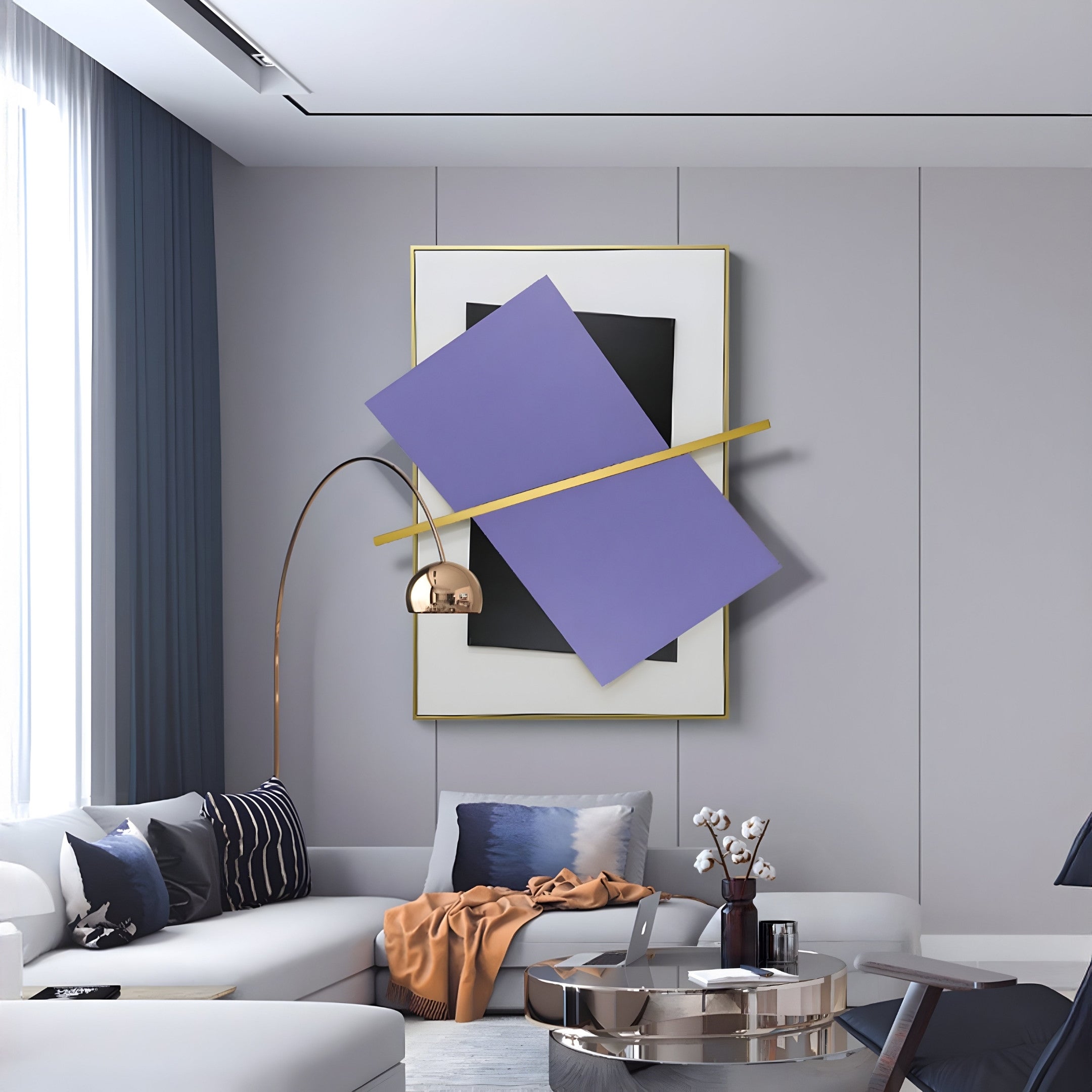 Vectura Purple & Black Leather Vertical 3D Wall Art
