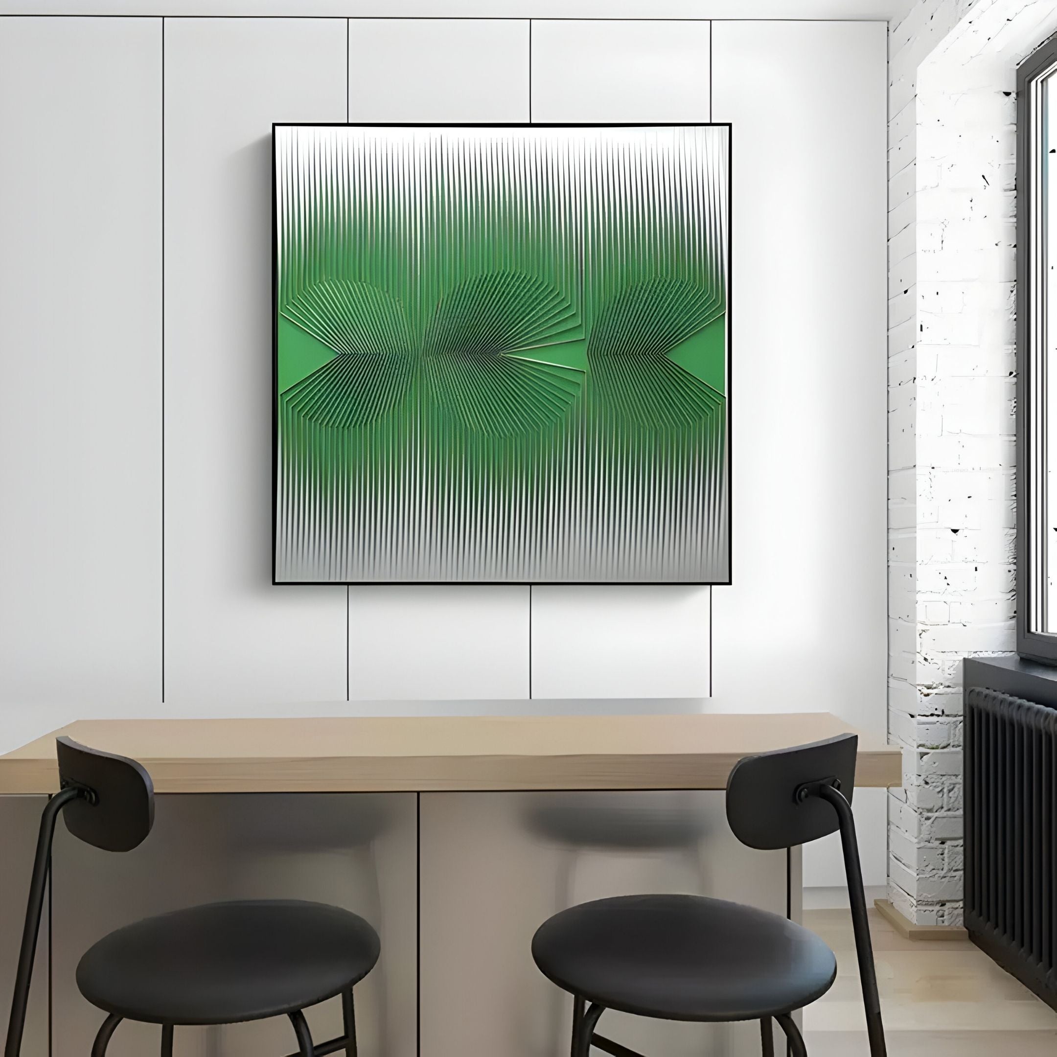 Vectra Green Orbital Gradient Leather 3D Wall Art