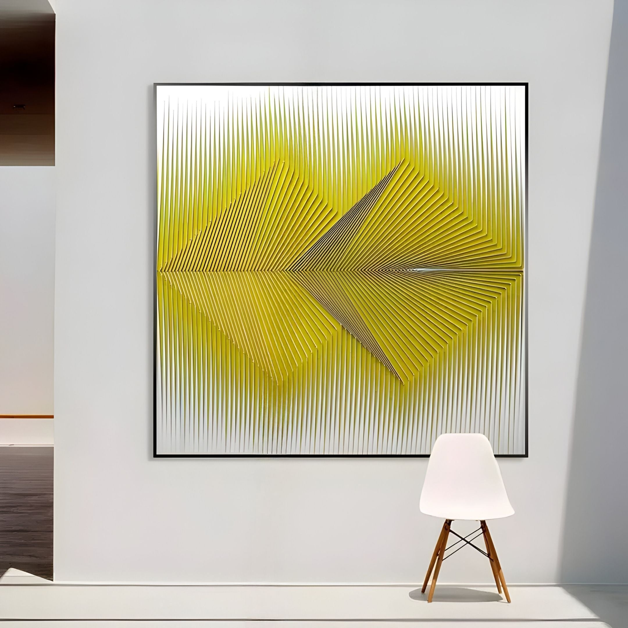 Vectra Yellow Chevron Gradient Leather 3D Wall Art