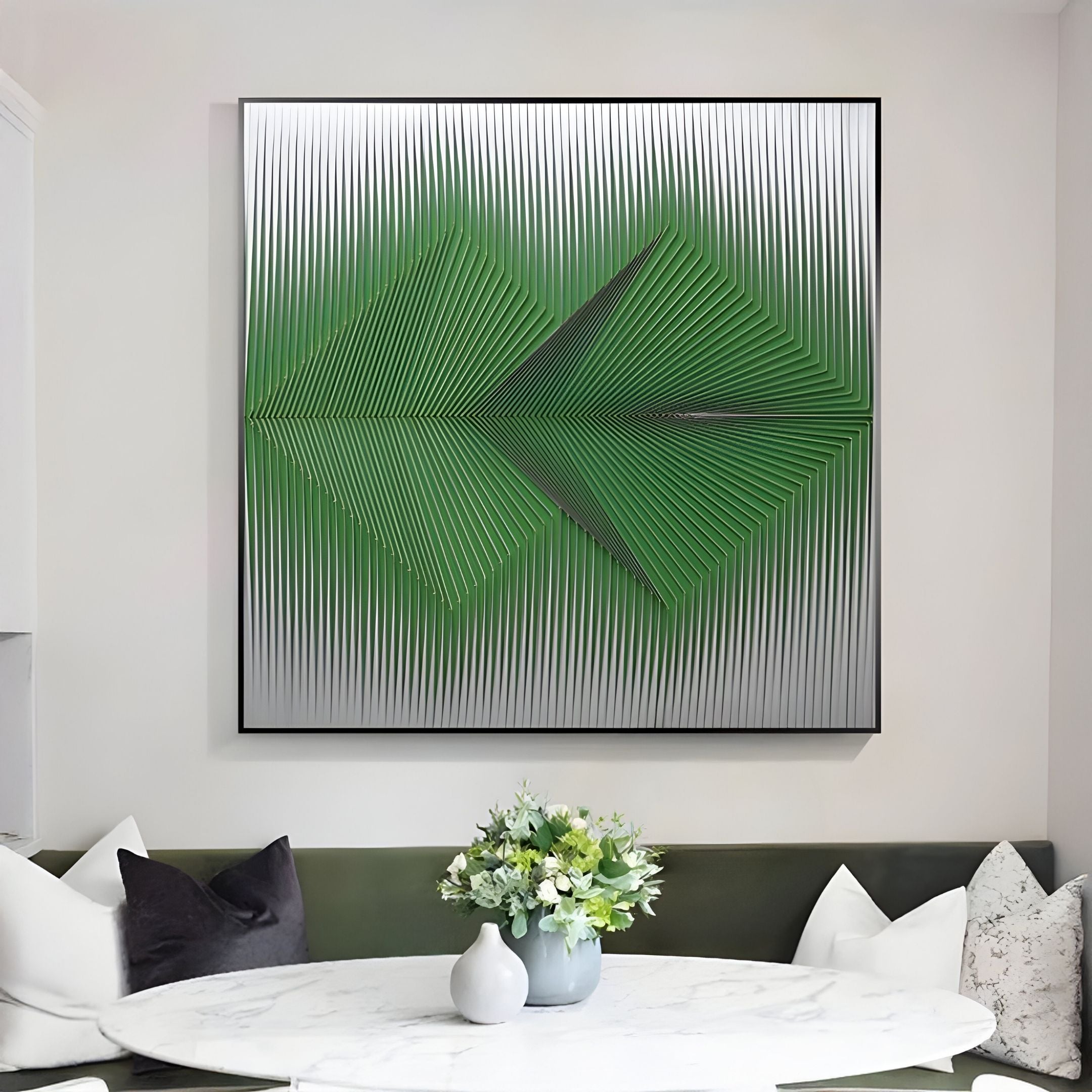 Vectra Green Chevron Gradient Leather 3D Wall Art