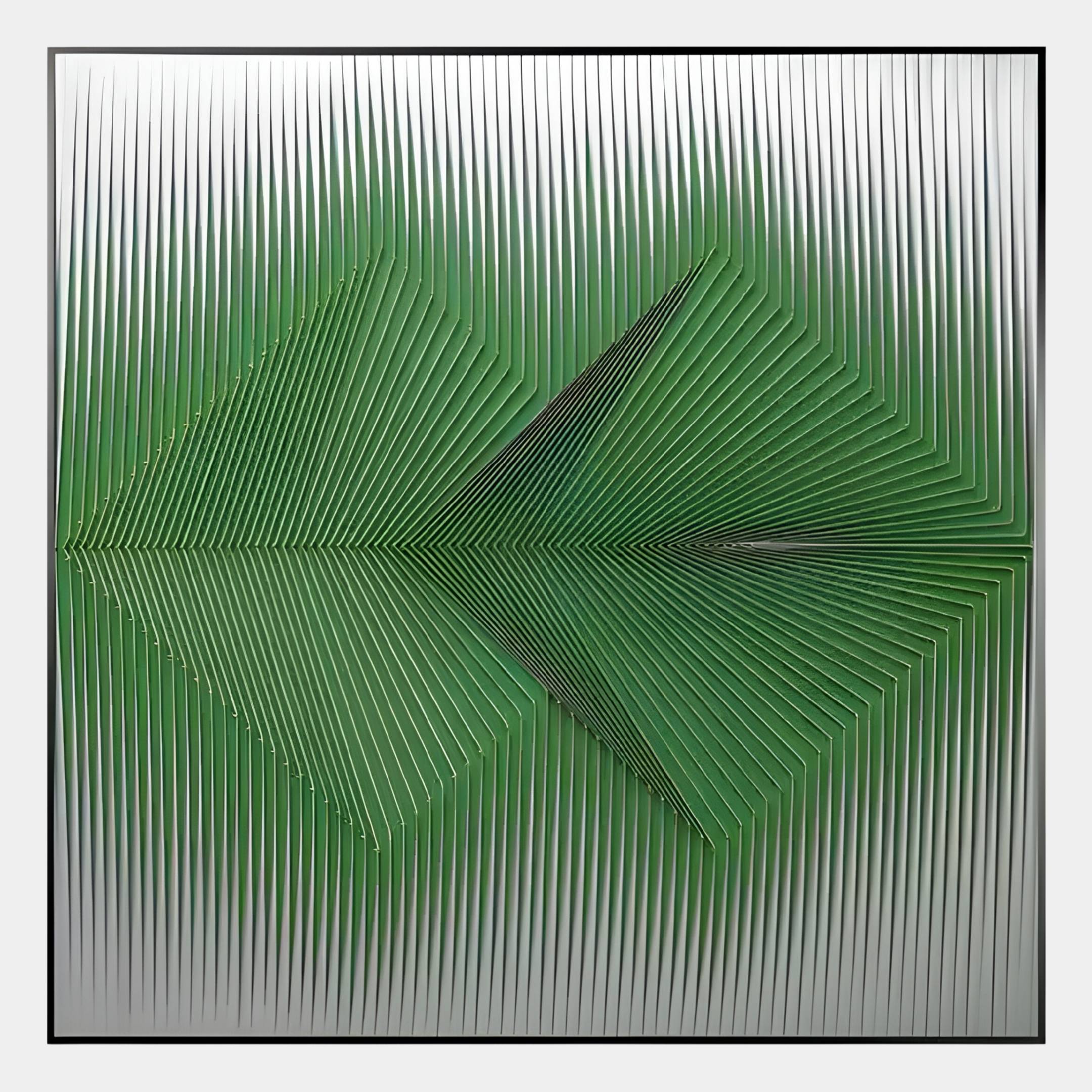 Vectra Green Chevron Gradient Leather 3D Wall Art