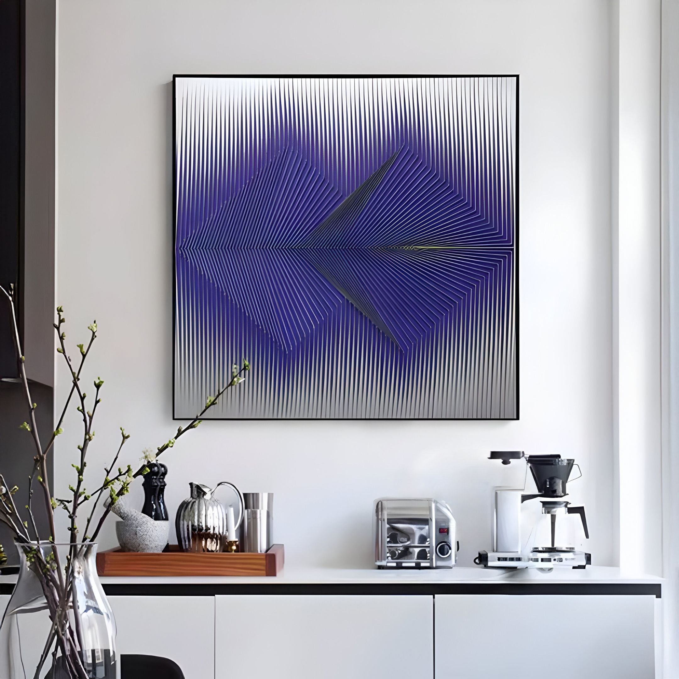 Vectra Purple Chevron Gradient Leather 3D Wall Art