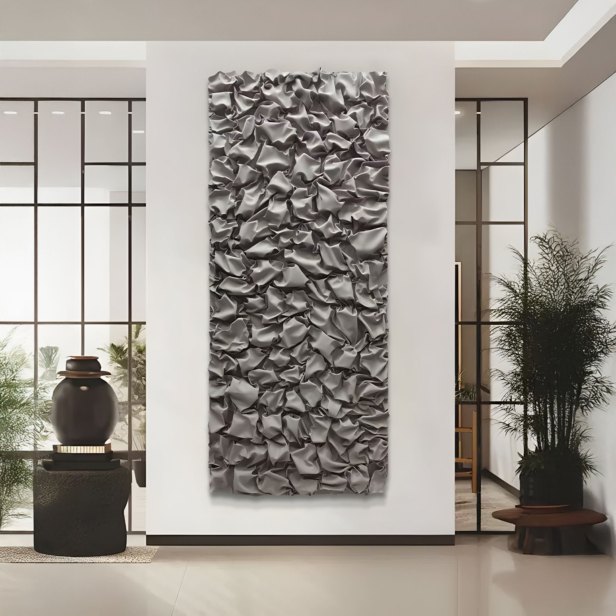 Veltrix Silver Folded Leather 3D Wall Art