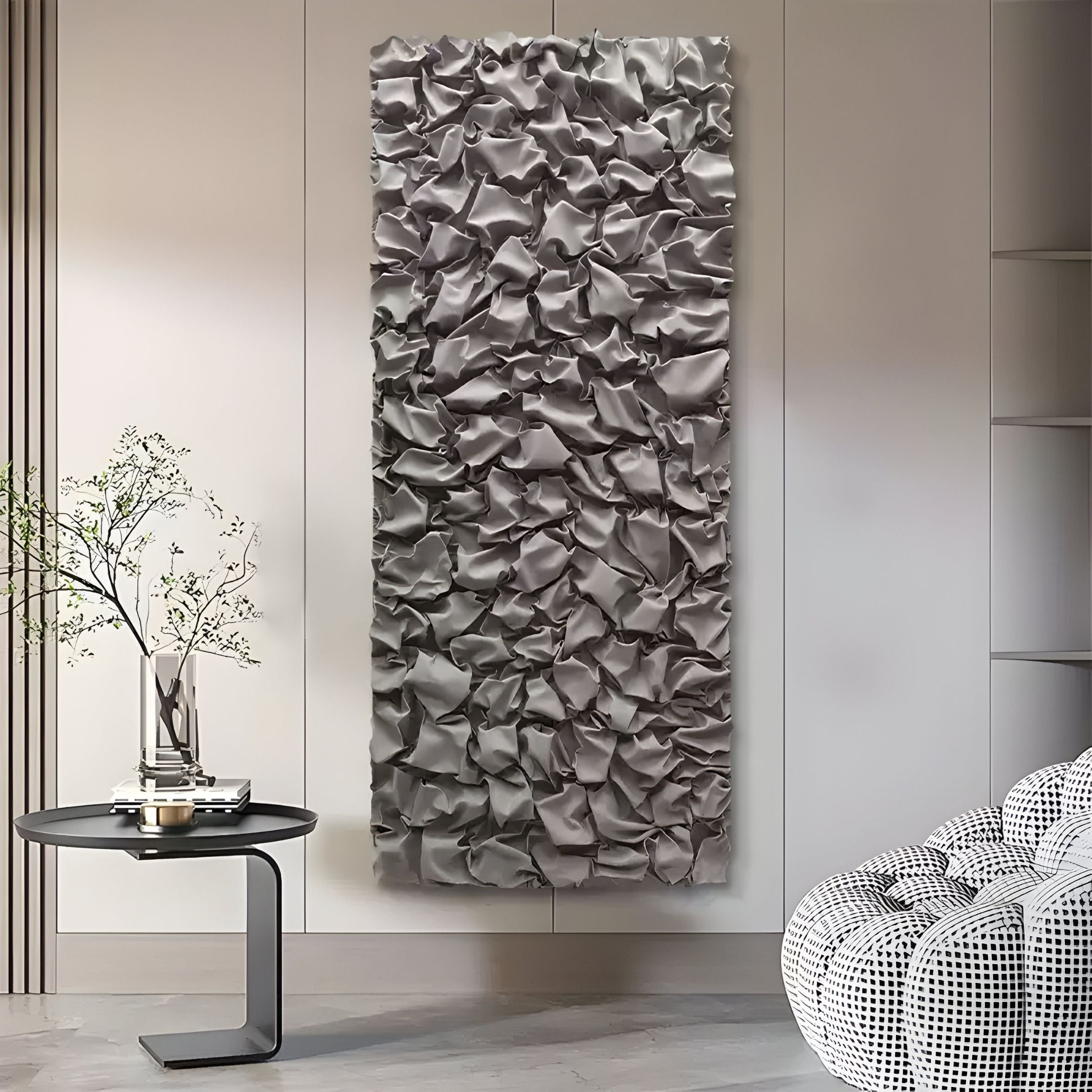 Veltrix Silver Folded Leather 3D Wall Art