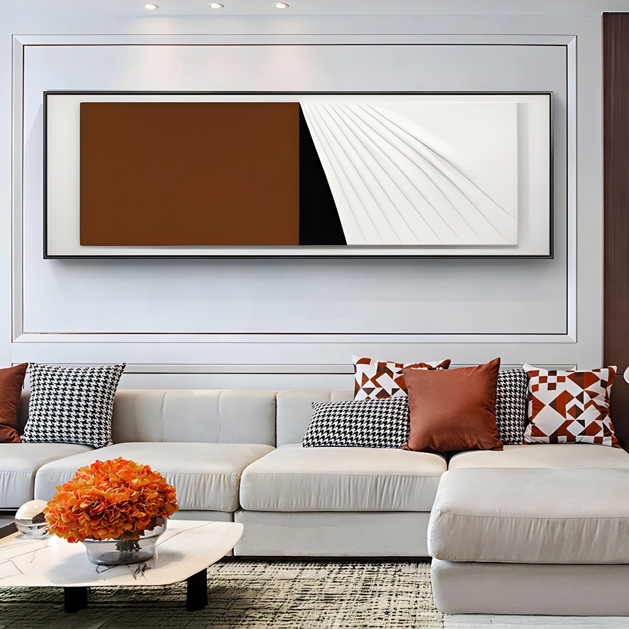 Ventura Rust & White Fold Leather 3D Wall Art
