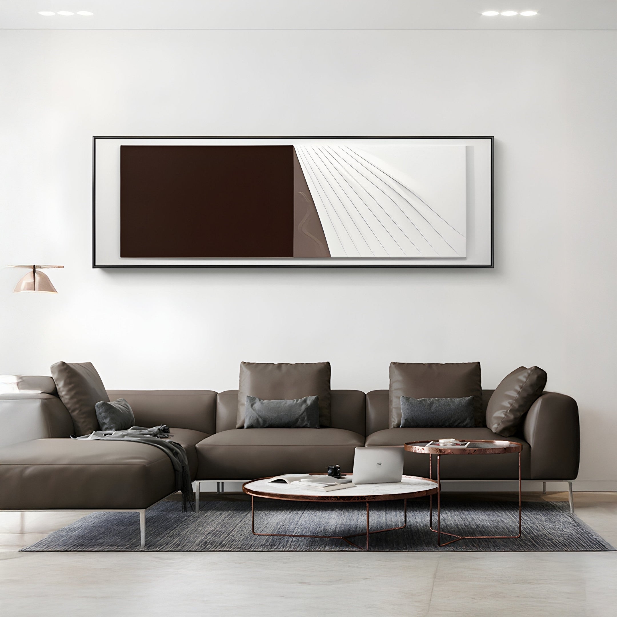 Ventura Mocha & White Fold Leather 3D Wall Art