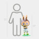 The Giant Sculptures World Cup No.22 Victory Labubu Sculpture stands 100cm tall, shown beside a human silhouette and height chart for collector display comparison.