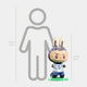 The Giant Sculptures World Cup No.5 Celebration Labubu Sculpture stands 100cm tall beside a height chart, evoking Football Art. The sculpture is 100cm, while the Argentina footballer silhouette is 160cm (5 ft 3 in).