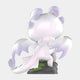 The Giant Sculptures Dragon Bond Light Fury Labubu Sculpture (100cm) is a glossy white figurine with light purple accents, large wings, rounded ears, and a long tail, perched on a gray rock and viewed from behind.