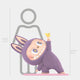 The Lazy Yoga Little Bird Labubu Sculpture (100cm) by Giant Sculptures features a wide-eyed character in a fuzzy purple bunny suit with a yellow bird on a pink base, shown beside a size chart comparing its 100cm height to a human silhouette of 160cm.