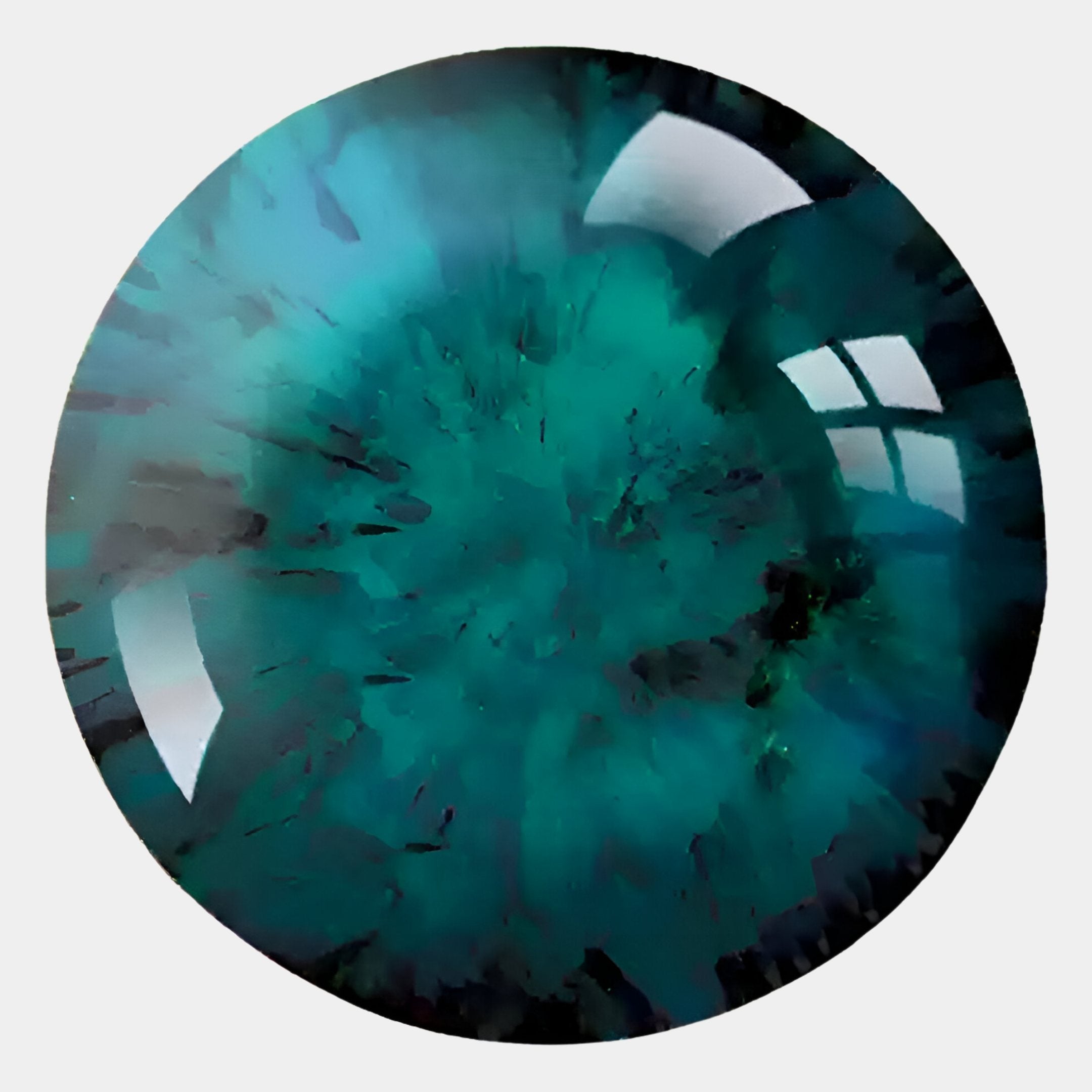 The Genesis Midnight 3D Resin Crystal Porcelain LED Wall Art by Giant Sculptures features a glossy, round gem with deep teal and turquoise hues, cloudy patterns, and reflective highlights—ideal for striking modern décor or unique wall displays.