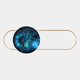The Vitreon Sapphire Flat Crystal Porcelain With Gold Accent Wall Art by Giant Sculptures showcases a large, round blue marbled crystal centerpiece with gold accents, displayed on a plain white background.