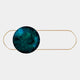 The Giant Sculptures Vitreon Deep Green Flat Crystal Porcelain With Gold Accent Wall Art features a large, round deep green and blue marbled porcelain accent framed in gold, set against a light gray background.
