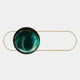 The Vitreon 3D Emerald Crystal Porcelain with Gold Frame Wall Art by Giant Sculptures features a green glass sphere in a gold oval frame, creating striking wall art that stands out against any plain white background.