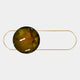 A minimalist hair barrette inspired by Giant Sculptures’ Vitreon 3D Amber Crystal Porcelain With Gold Frame Wall Art, featuring a round marbled resin centerpiece in brown and yellow on a thin gold oval frame.
