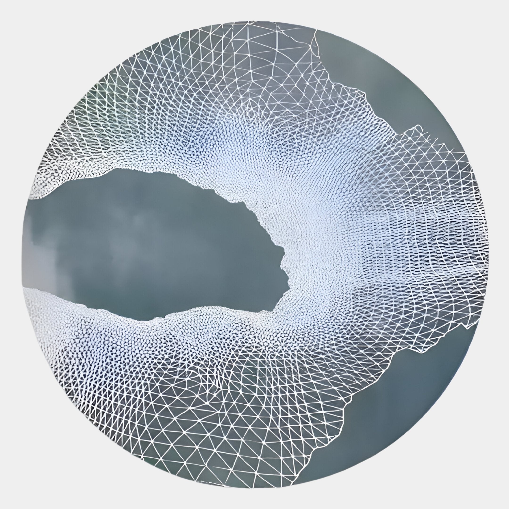 Earthlight Midnight Mist 3D Textured Oil Painting LED Wall Art by Giant Sculptures features a circular geometric mesh pattern over a gradient gray background, adding depth and movement—ideal for modern interiors.
