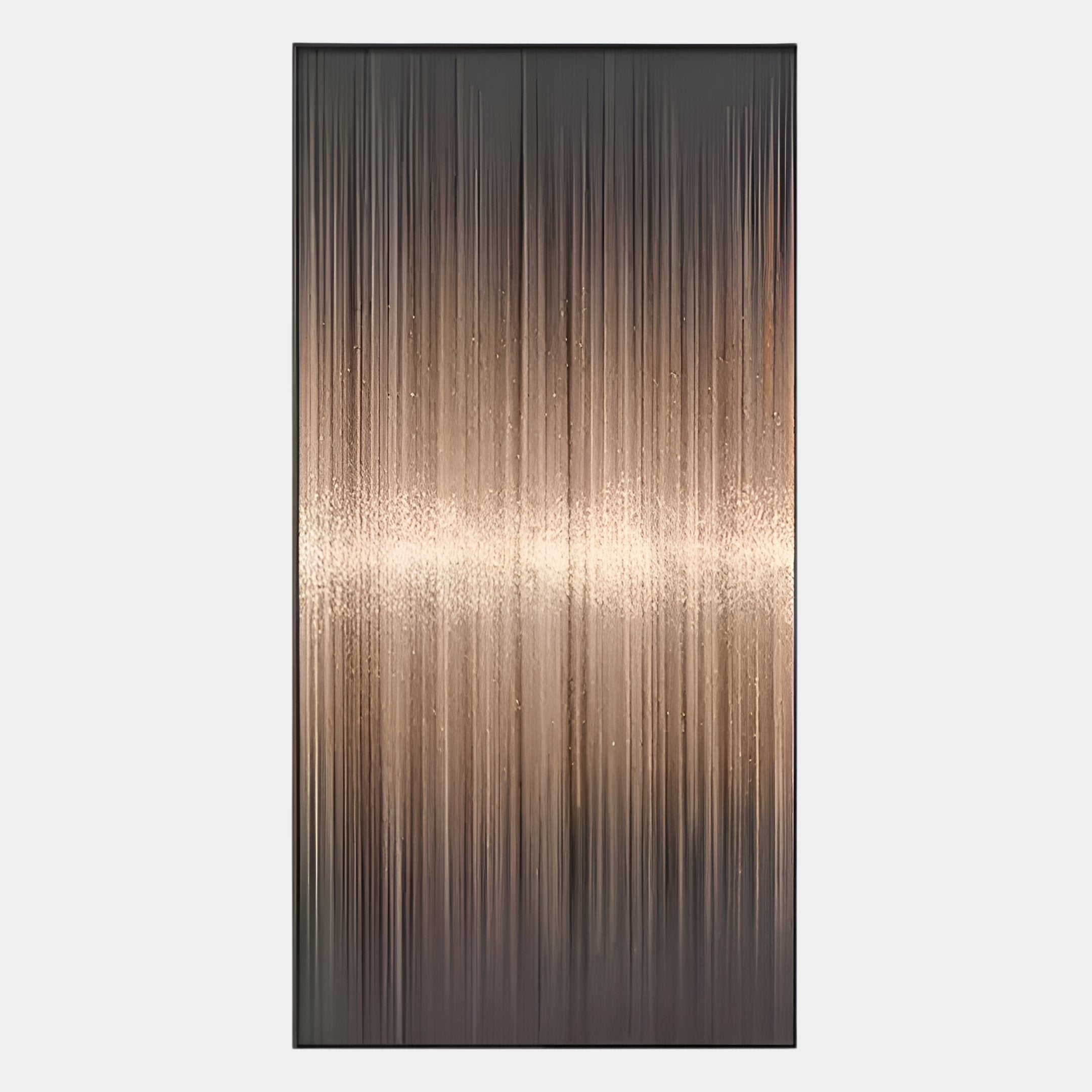 Celeste Cosmic Veil LED Wall Art by Giant Sculptures features a glowing, symmetrical design of vertical light and dark streaks with a luminous central band—celestial-inspired decor perfect for modern interiors.