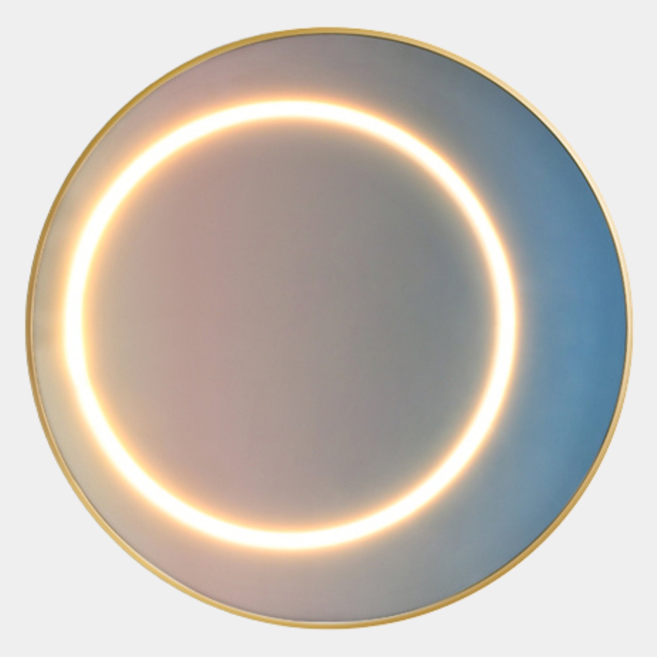 The Aurora Pastel Glow Crystal Porcelain LED Wall Art by Giant Sculptures features a round design with a thin gold frame, glowing circular LED light, and soft blue-toned aurora pastel gradient—perfect as modern wall décor.