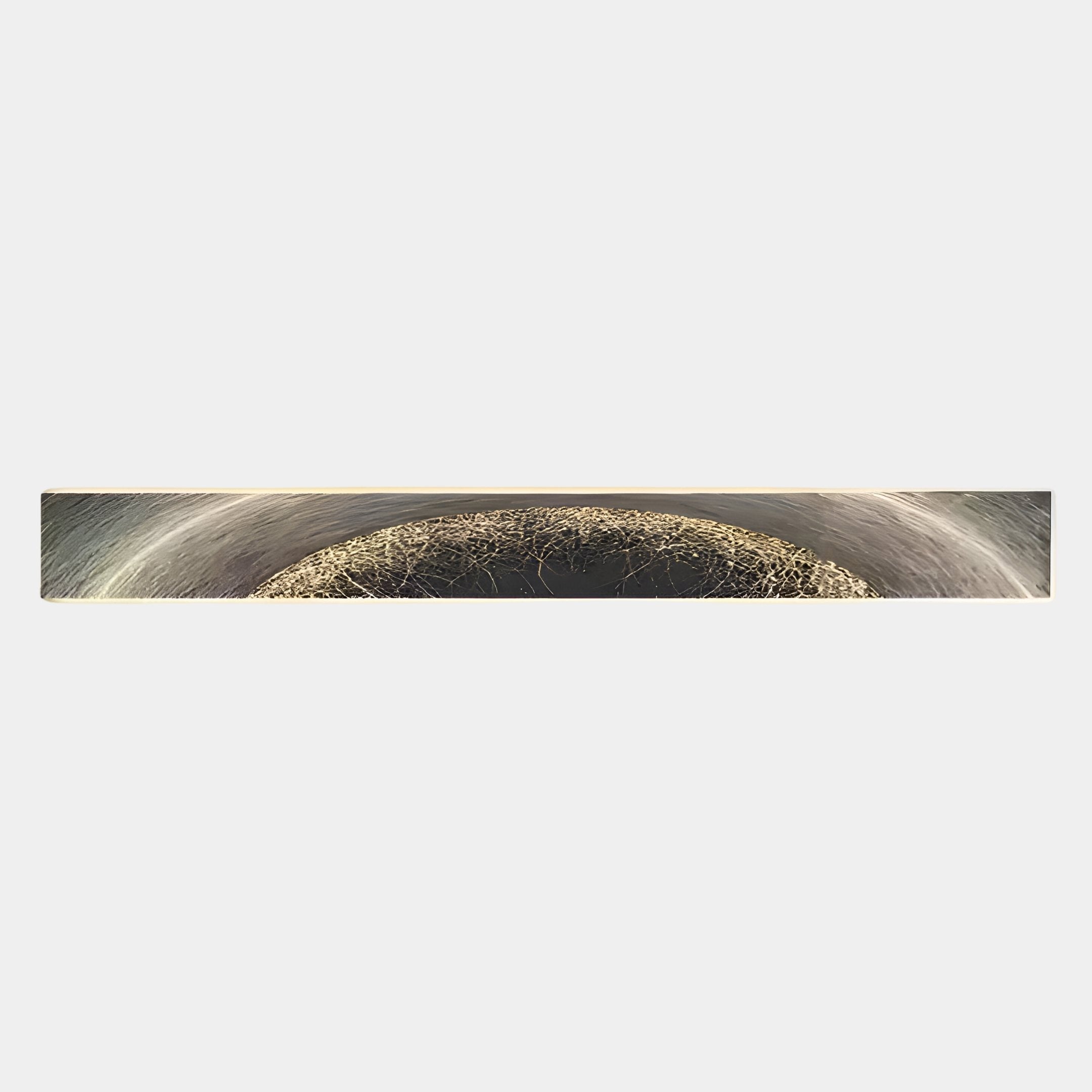 A panoramic view of Giant Sculptures Radiance Champagne Glow Canvas LED Wall Art, featuring metallic circular design with intricate golden web patterns, casting a champagne glow for effortless elegance against a muted background.